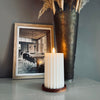 LED gerillte Blockkerze - Weiß 10 cm