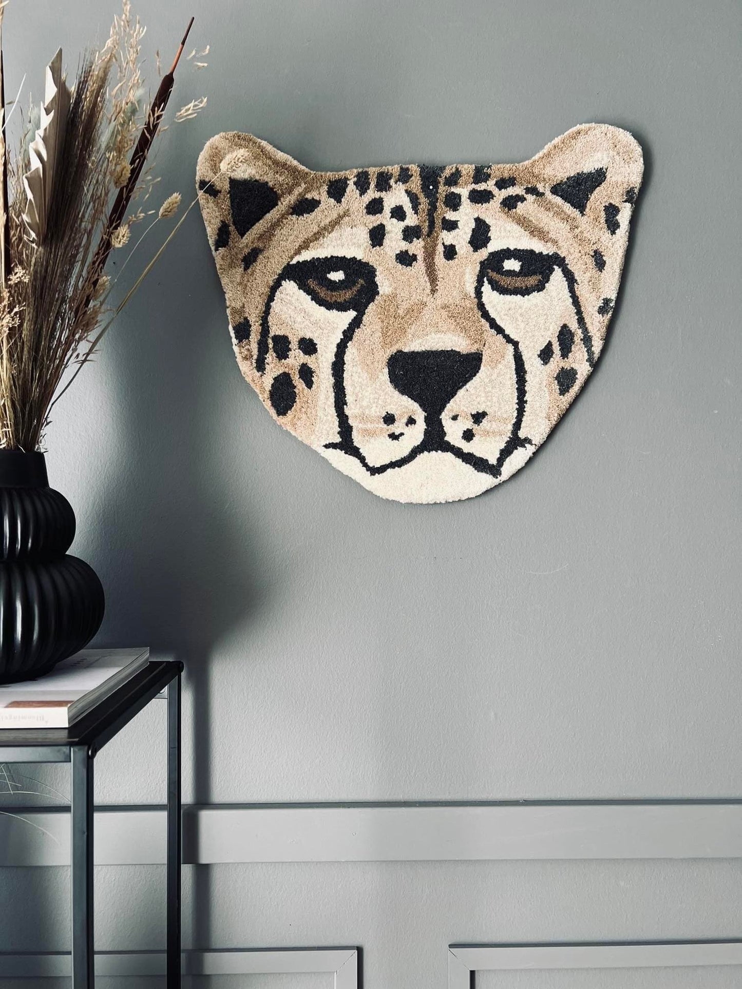 LEOPARD HOVED I ULD - 50X50 - VIAMAJA.DK