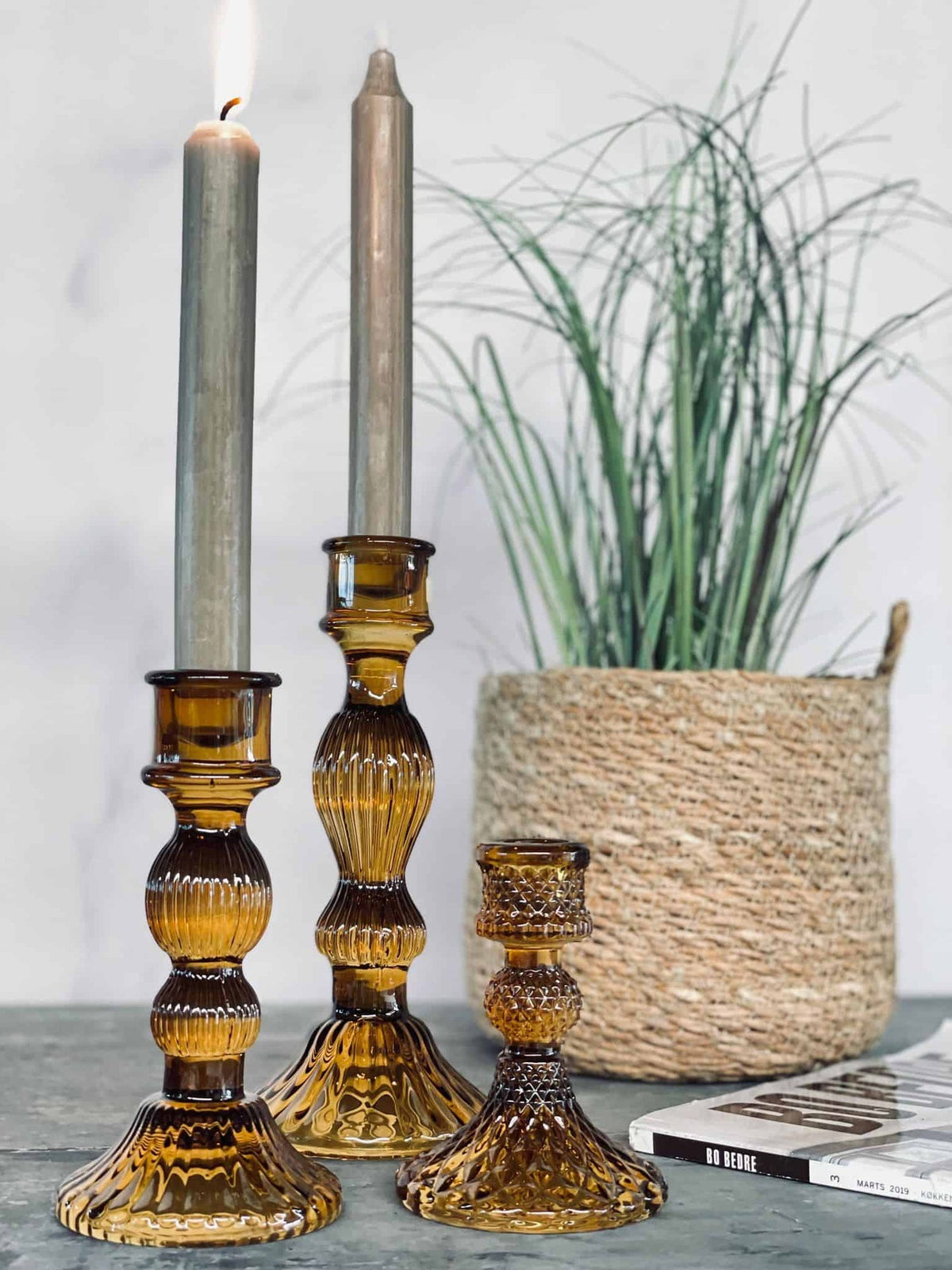 Lysestage i glas – Stor - VIAMAJA.DK