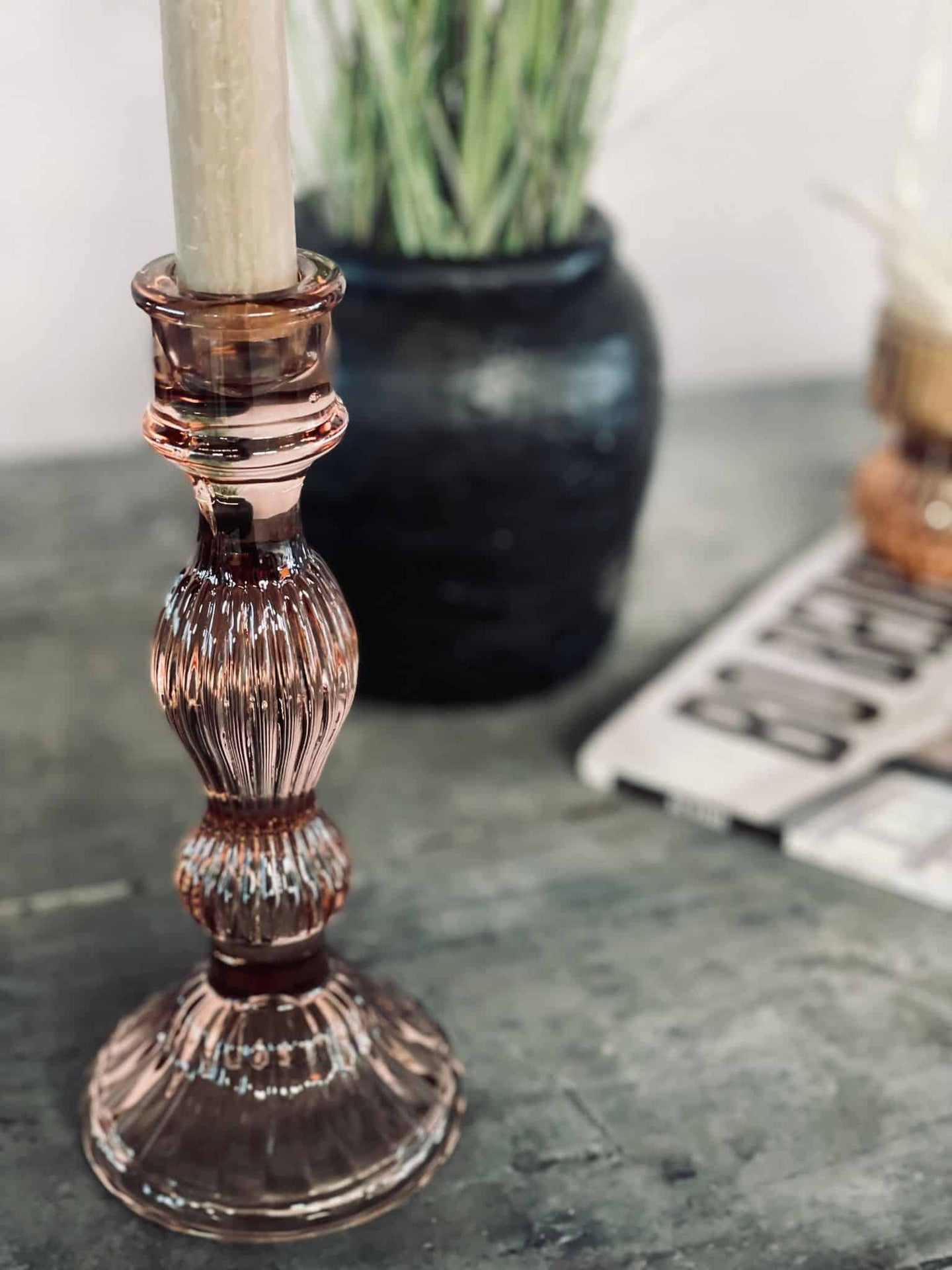 Lysestage i glas – Stor - VIAMAJA.DK
