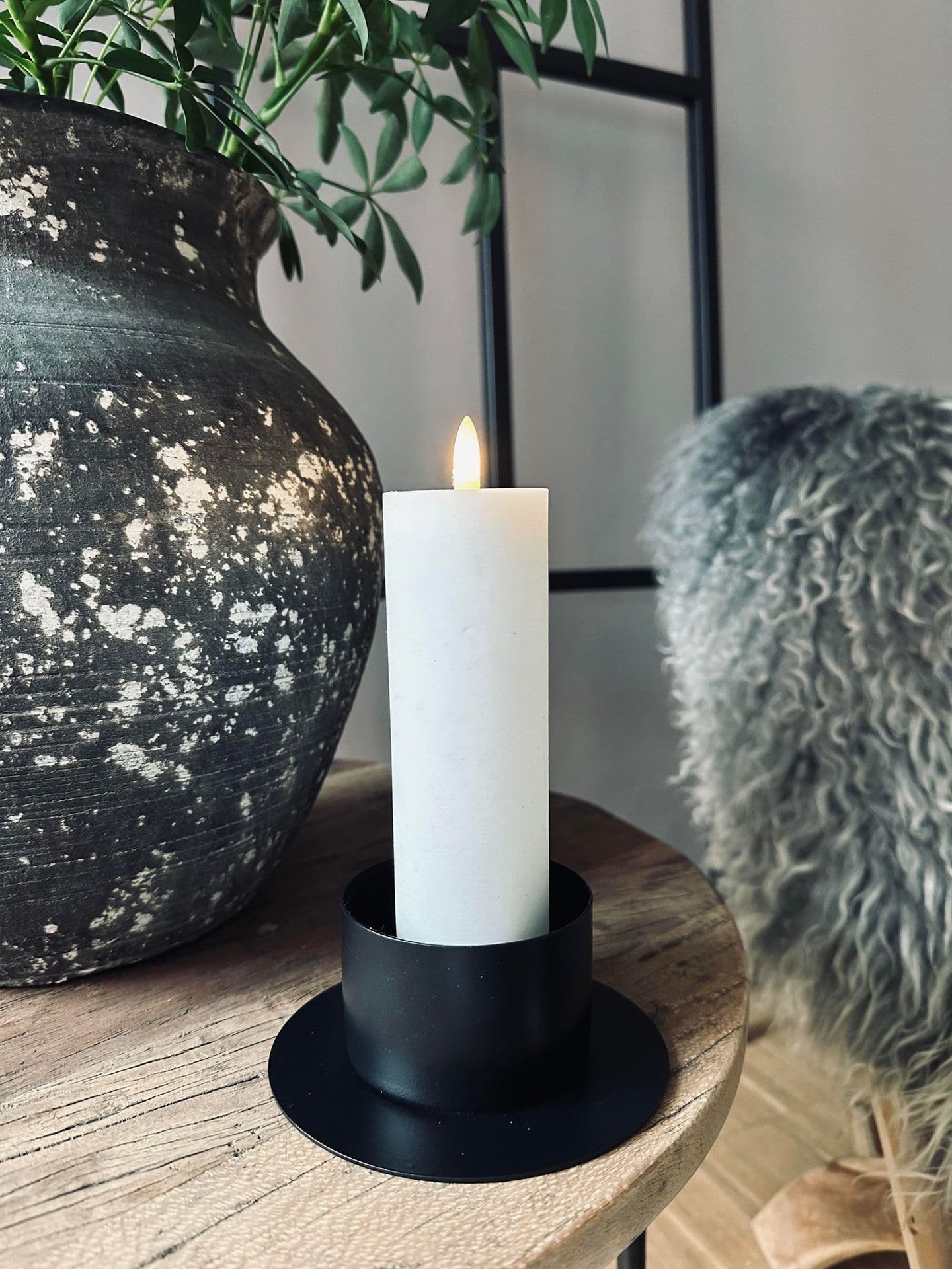 Lysestage KOMBI Black til bloklys dia 5cm + dia 7cm - VIAMAJA.DK