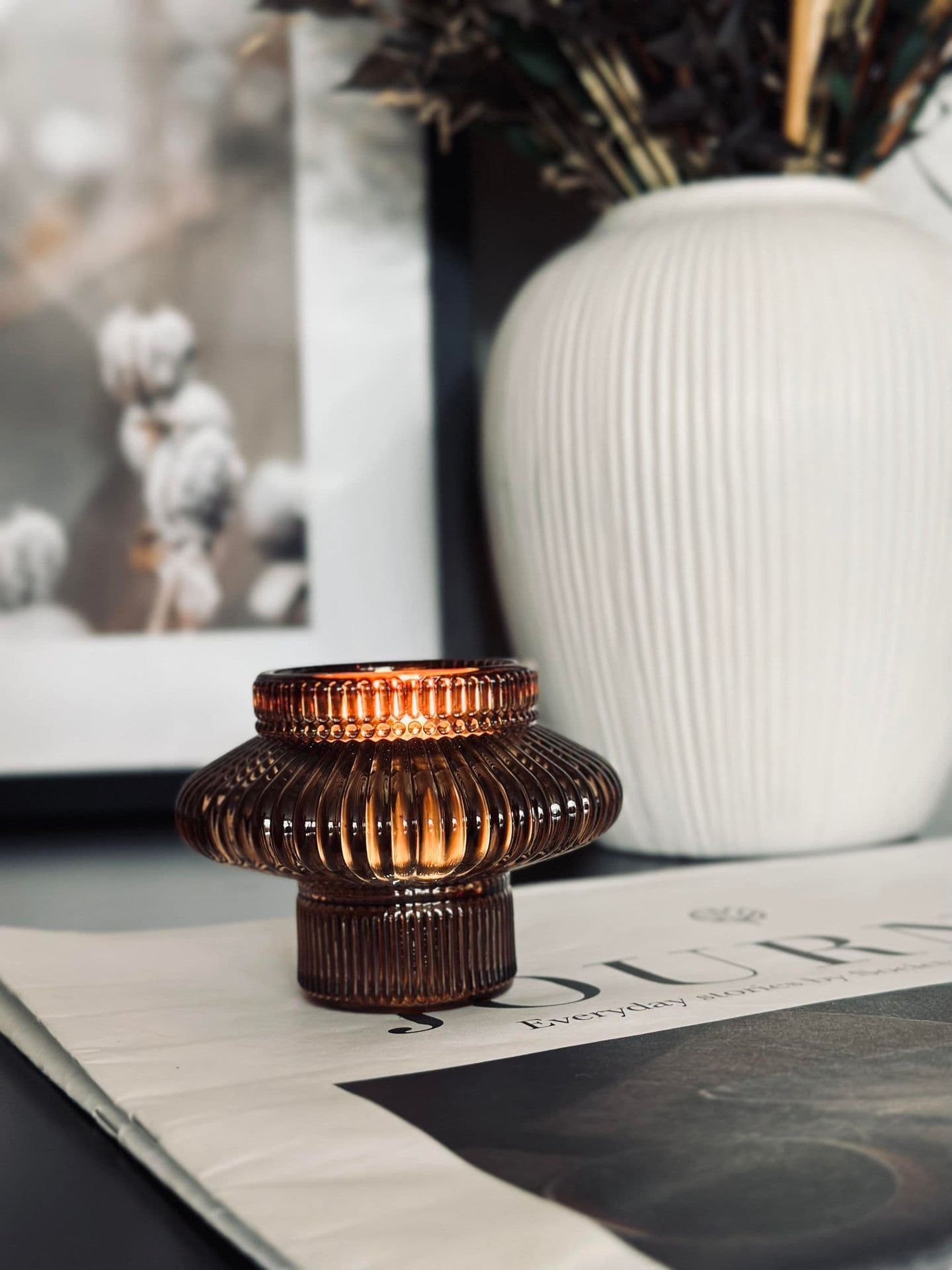 Lysestage vendbar glas - Brown - VIAMAJA.DK
