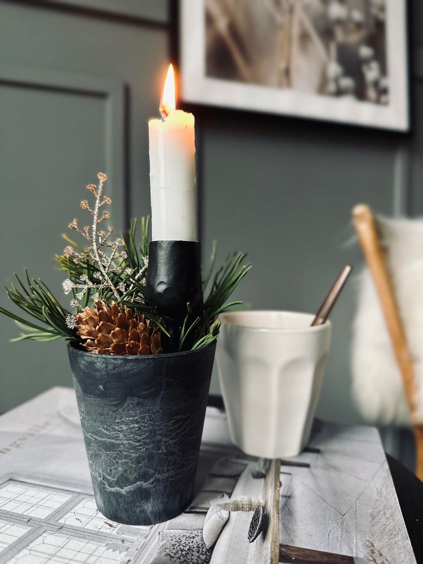 Lysholder med spyd - 13 cm  - VIAMAJA.DK