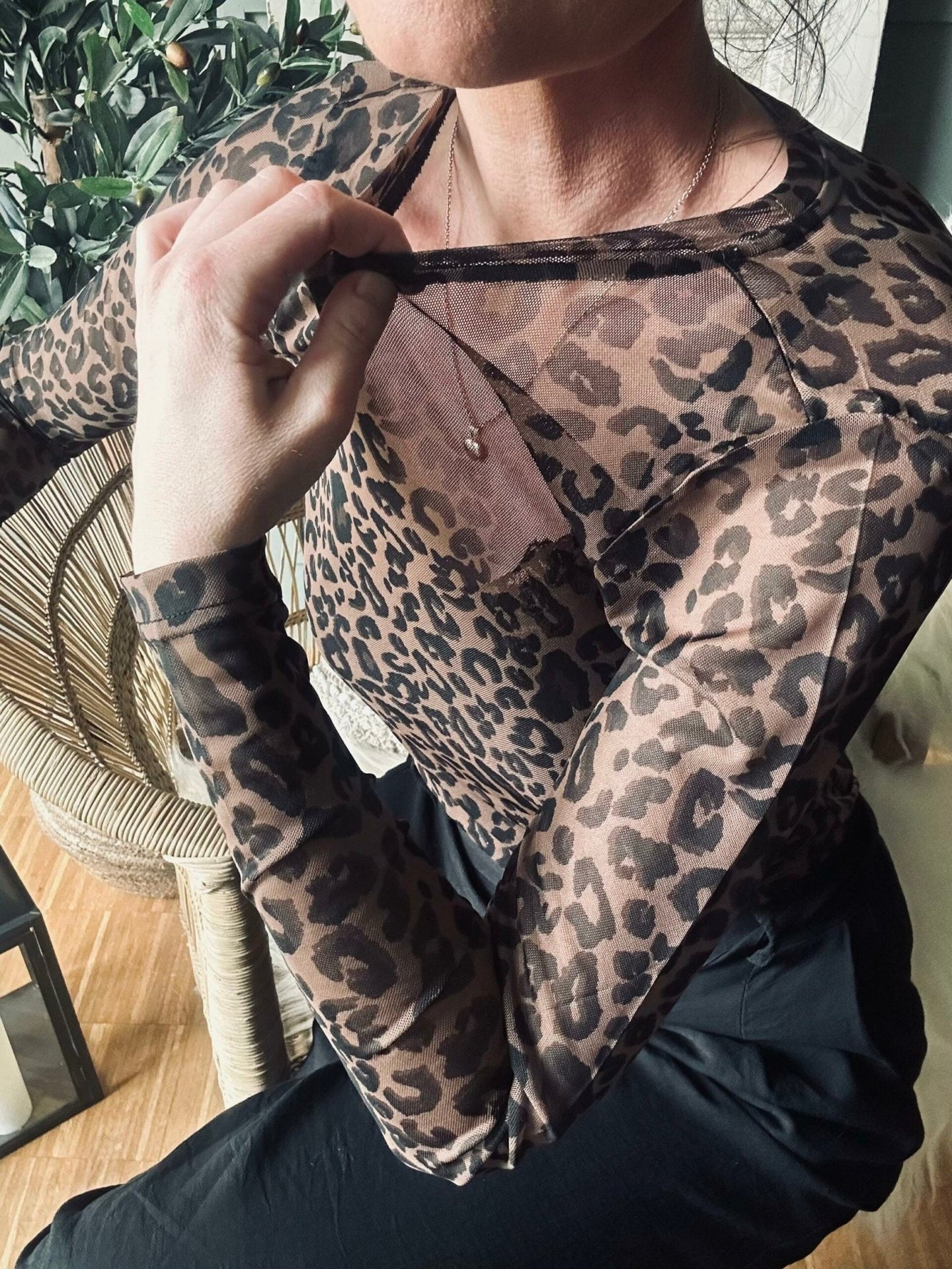 Mesh bluse Leopard - VIAMAJA.DK