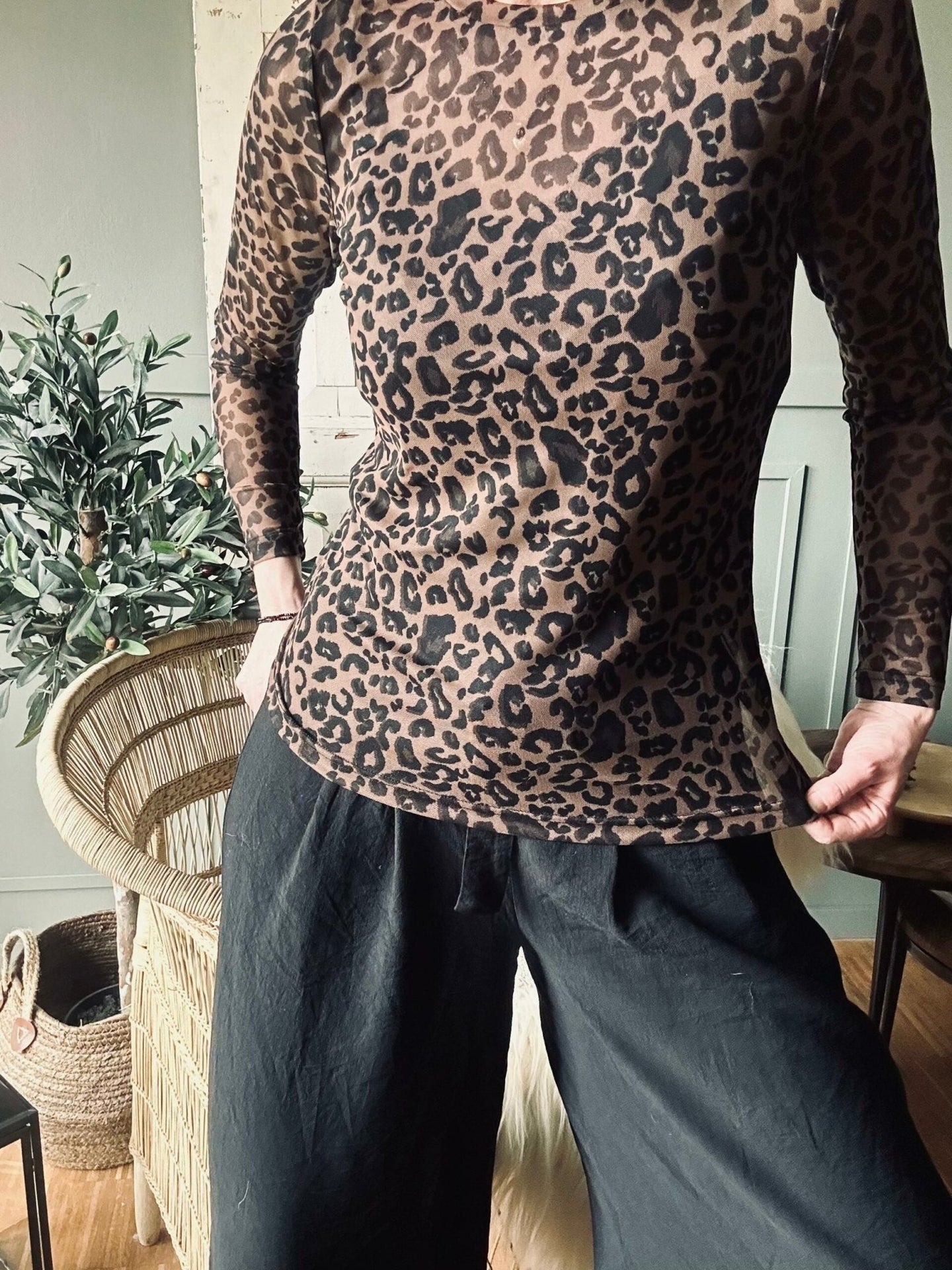 Mesh bluse Leopard - VIAMAJA.DK