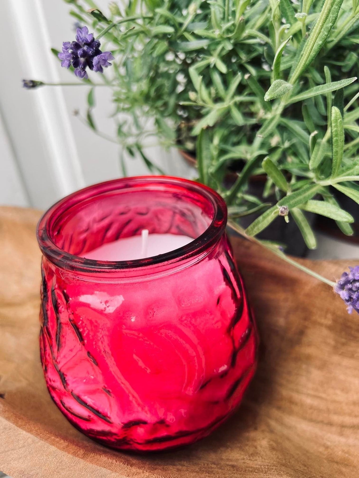 Myggelys Citronella i farvet glas - PINK - VIAMAJA.DK