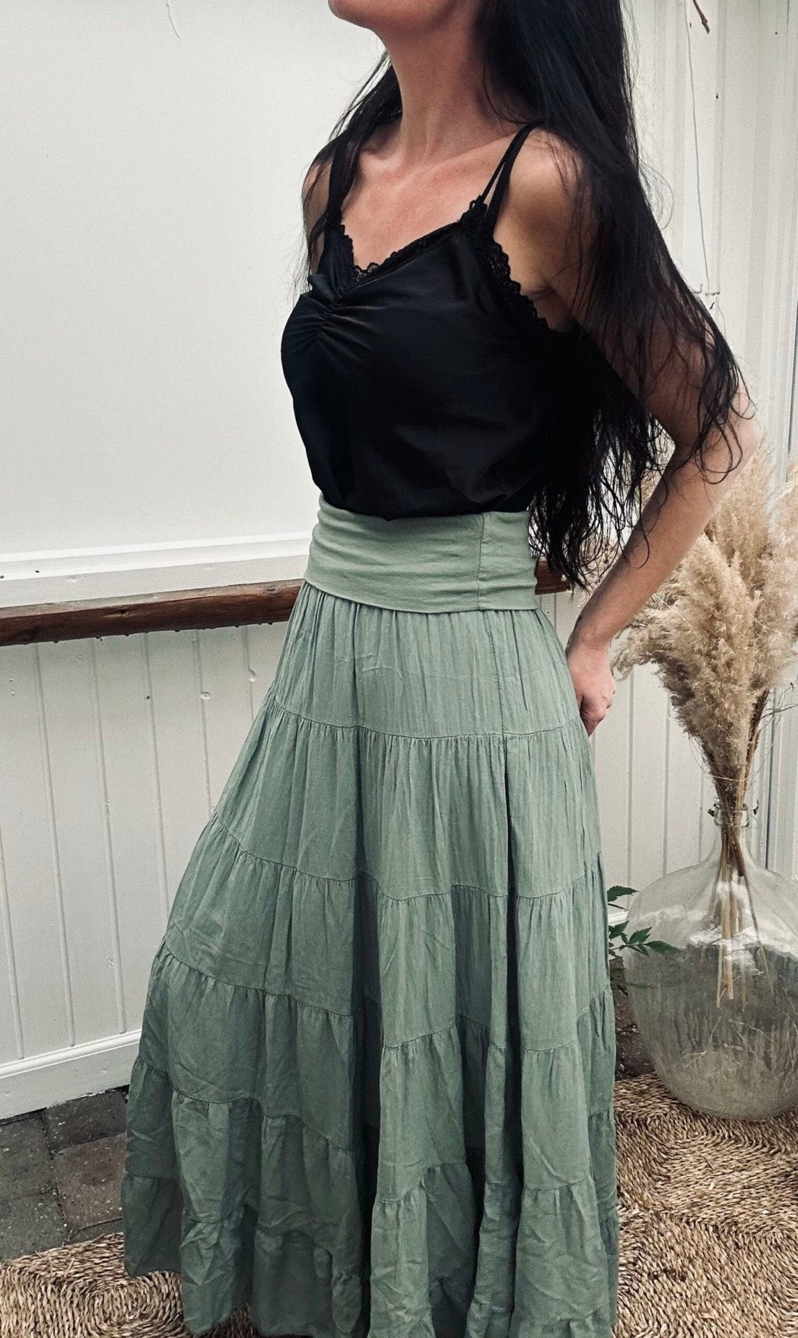 Nederdel Boheme cotton – S/M Green - VIAMAJA.DK