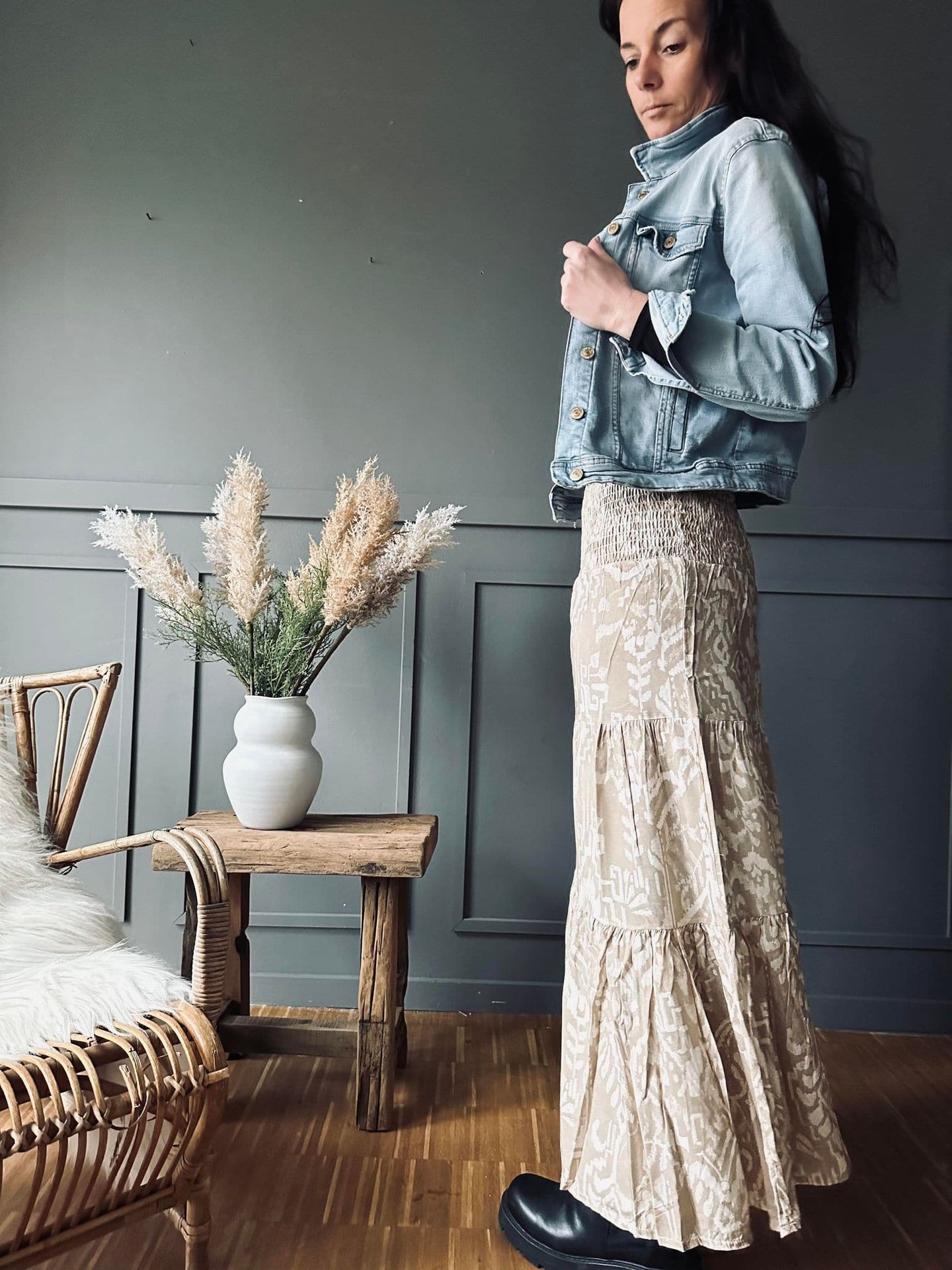 Nederdel Boho beige - VIAMAJA.DK