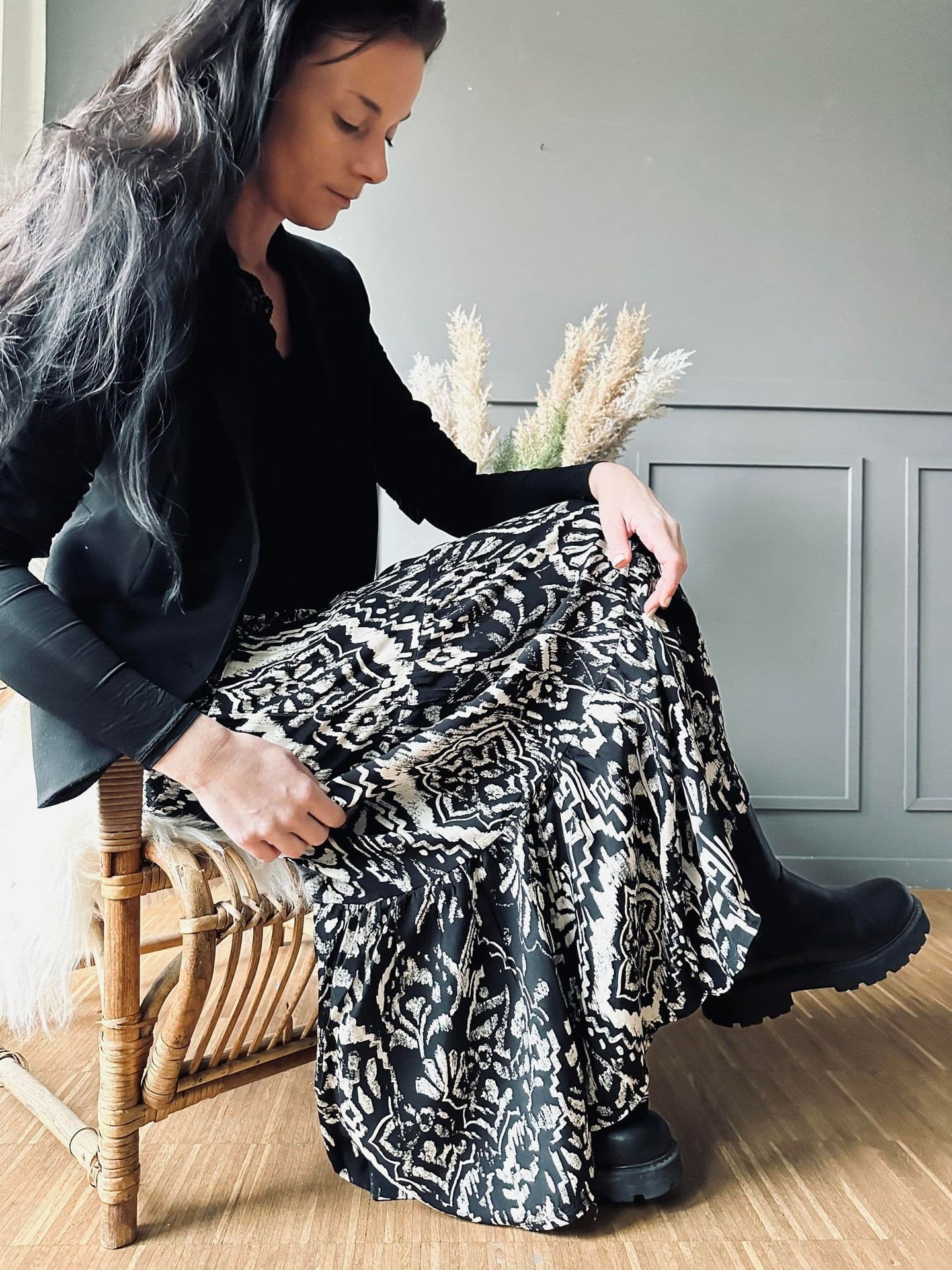 Nederdel Boho Inka black - VIAMAJA.DK