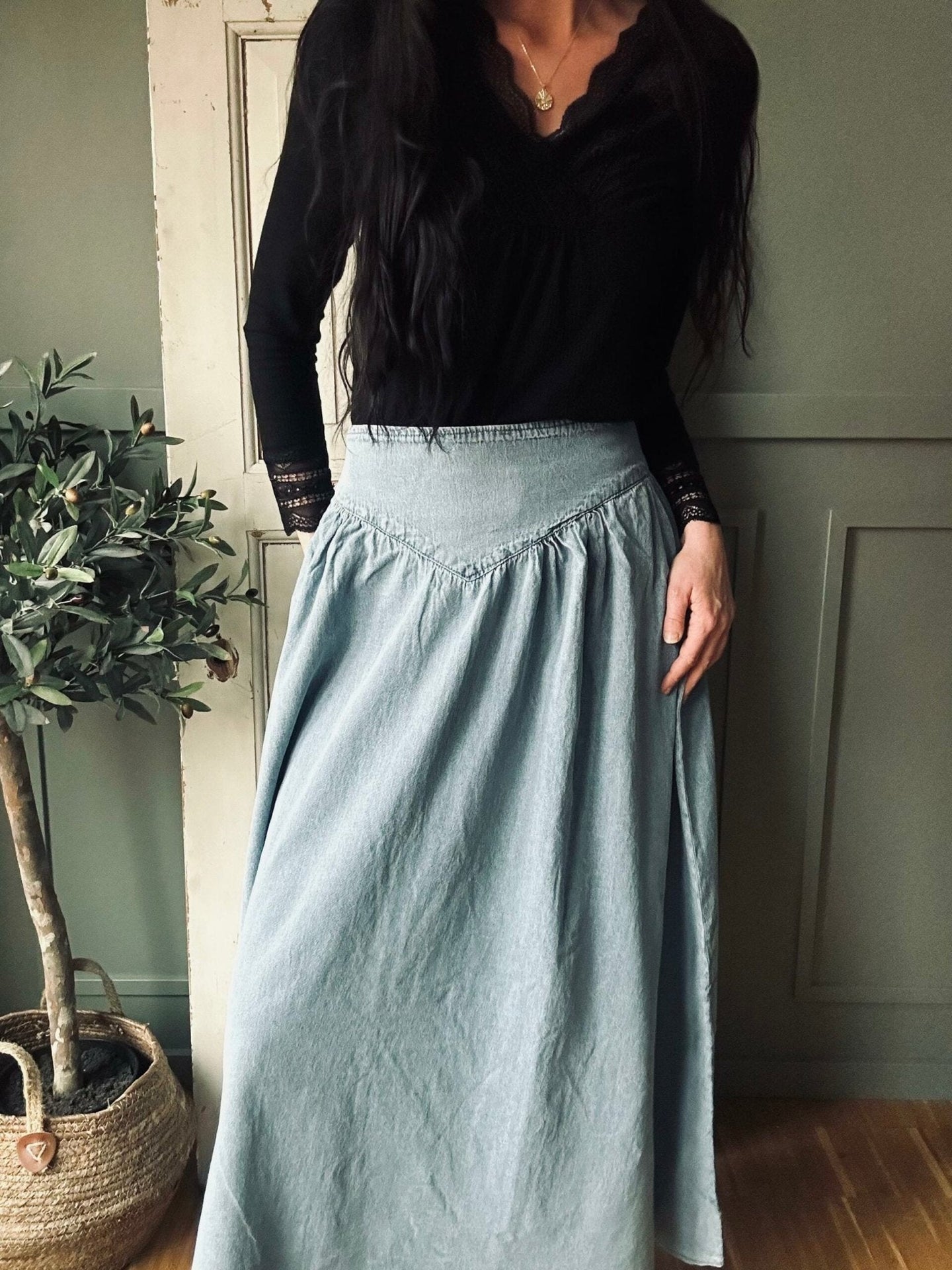 Nederdel – Jeans blue - VIAMAJA.DK
