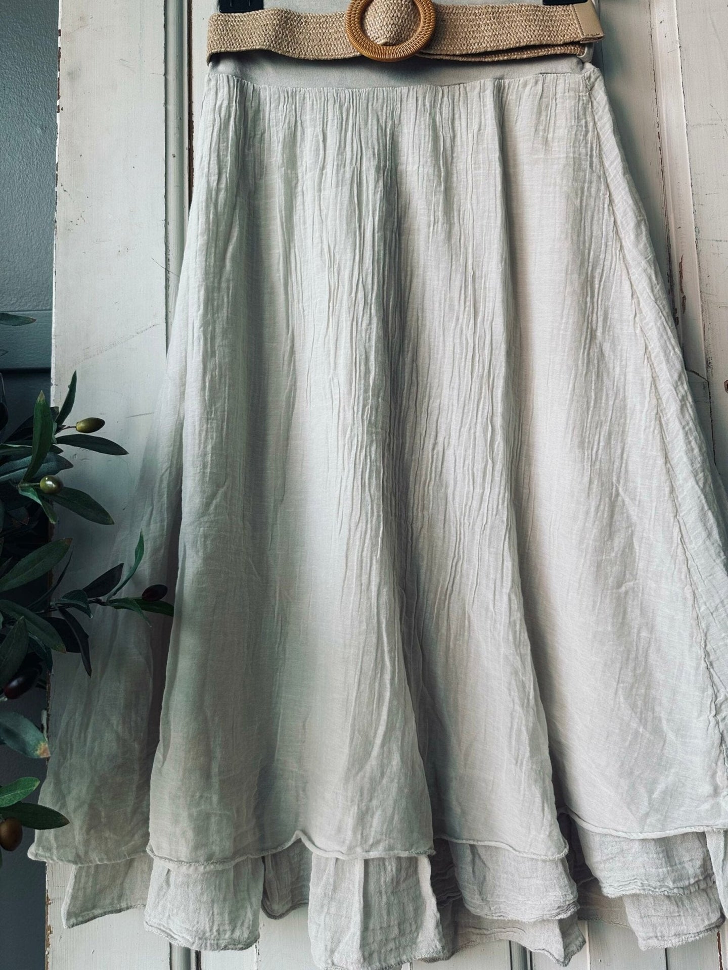 Nederdel m. Bælte – Beige S/M - VIAMAJA.DK