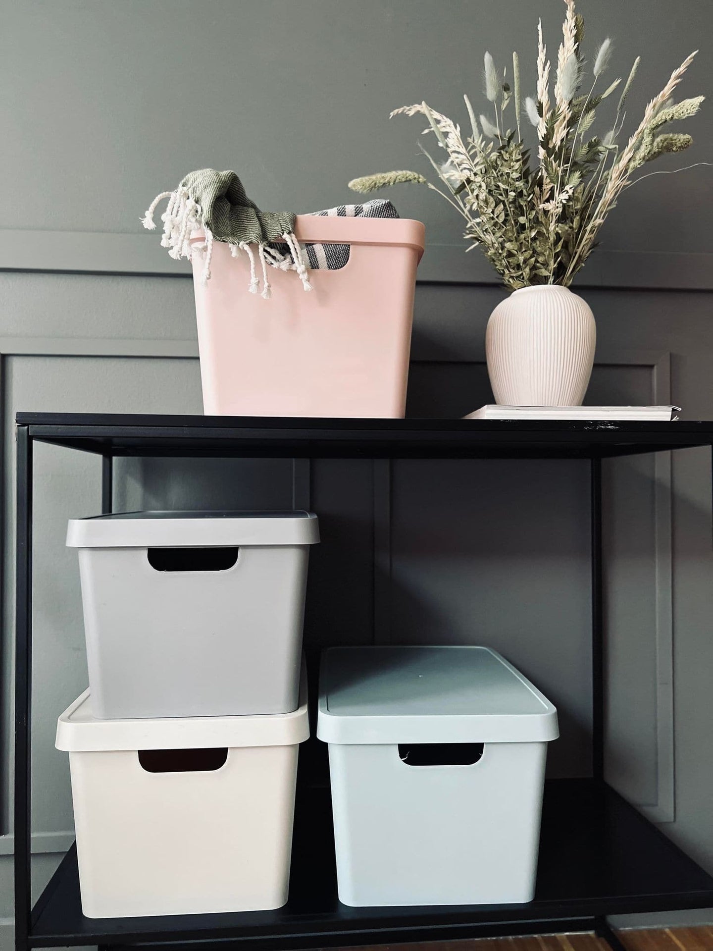 Opbevaringskasse med låg - Rosa - VIAMAJA.DK