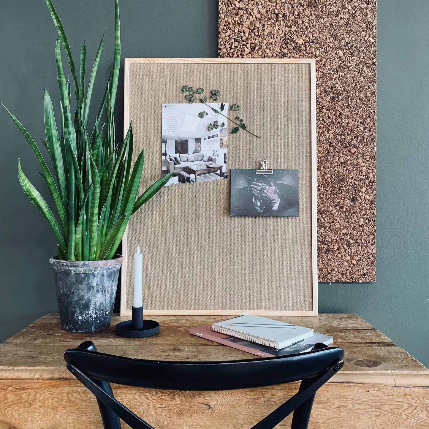 Opslagstavle - Hessian med natur ramme 60x80 - VIAMAJA.DK