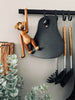 Austernhandschuh – Topflappen aus schwarzem Leder