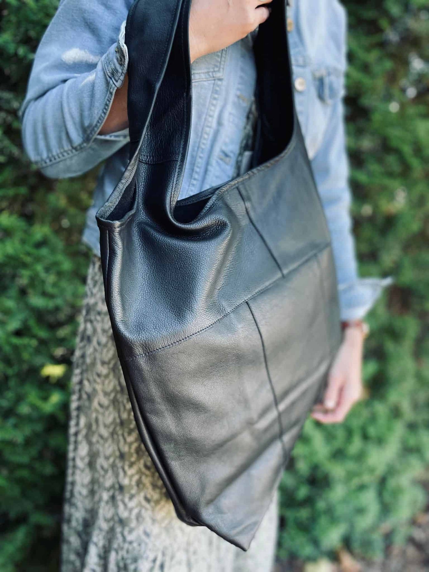 Oversize Læder Shopper - Black - VIAMAJA.DK