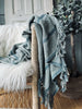 Plaid aus 100 % recycelter Baumwolle – Aqua