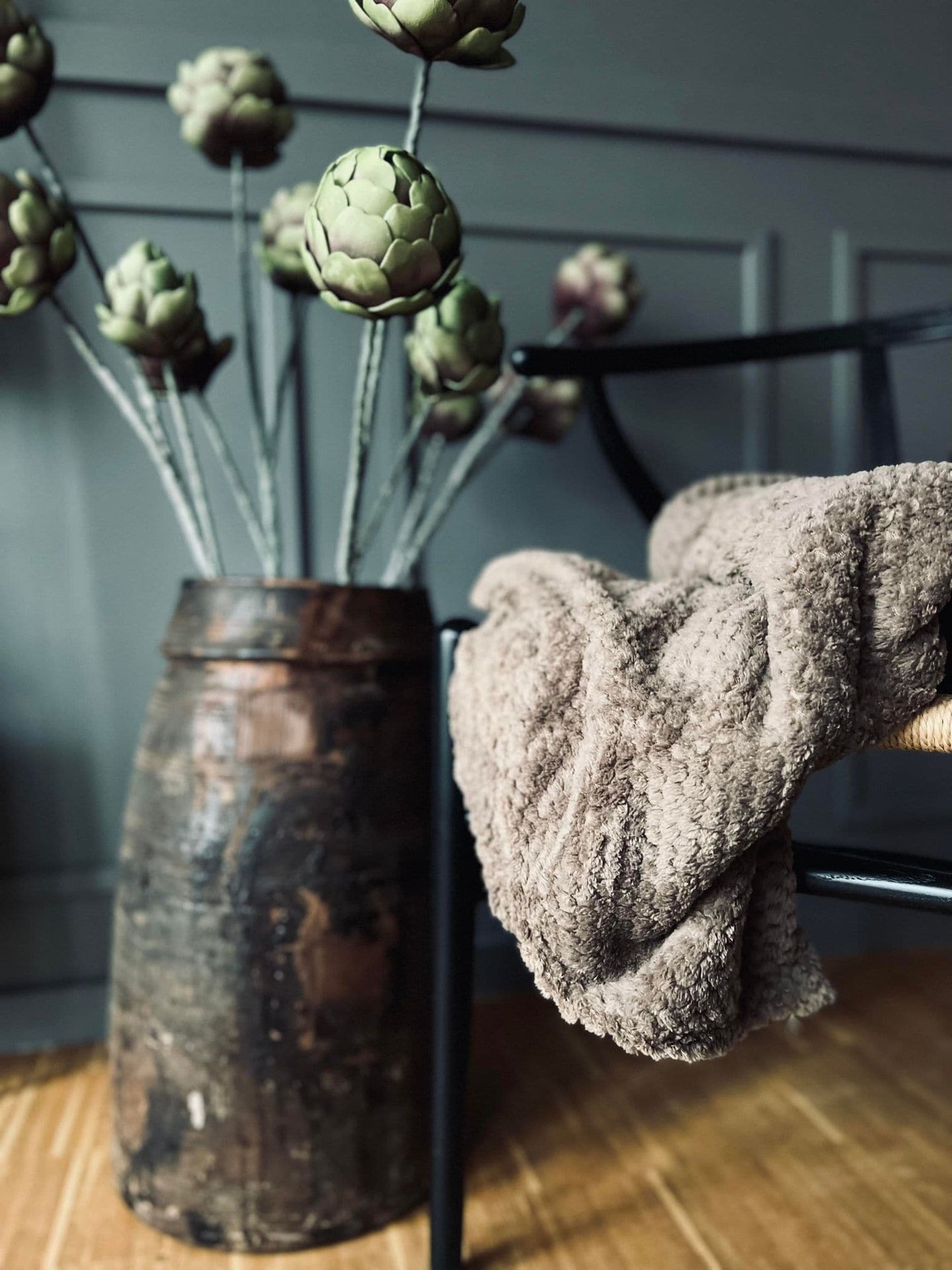 Plaid i Luxus fleece - Taupe - VIAMAJA.DK