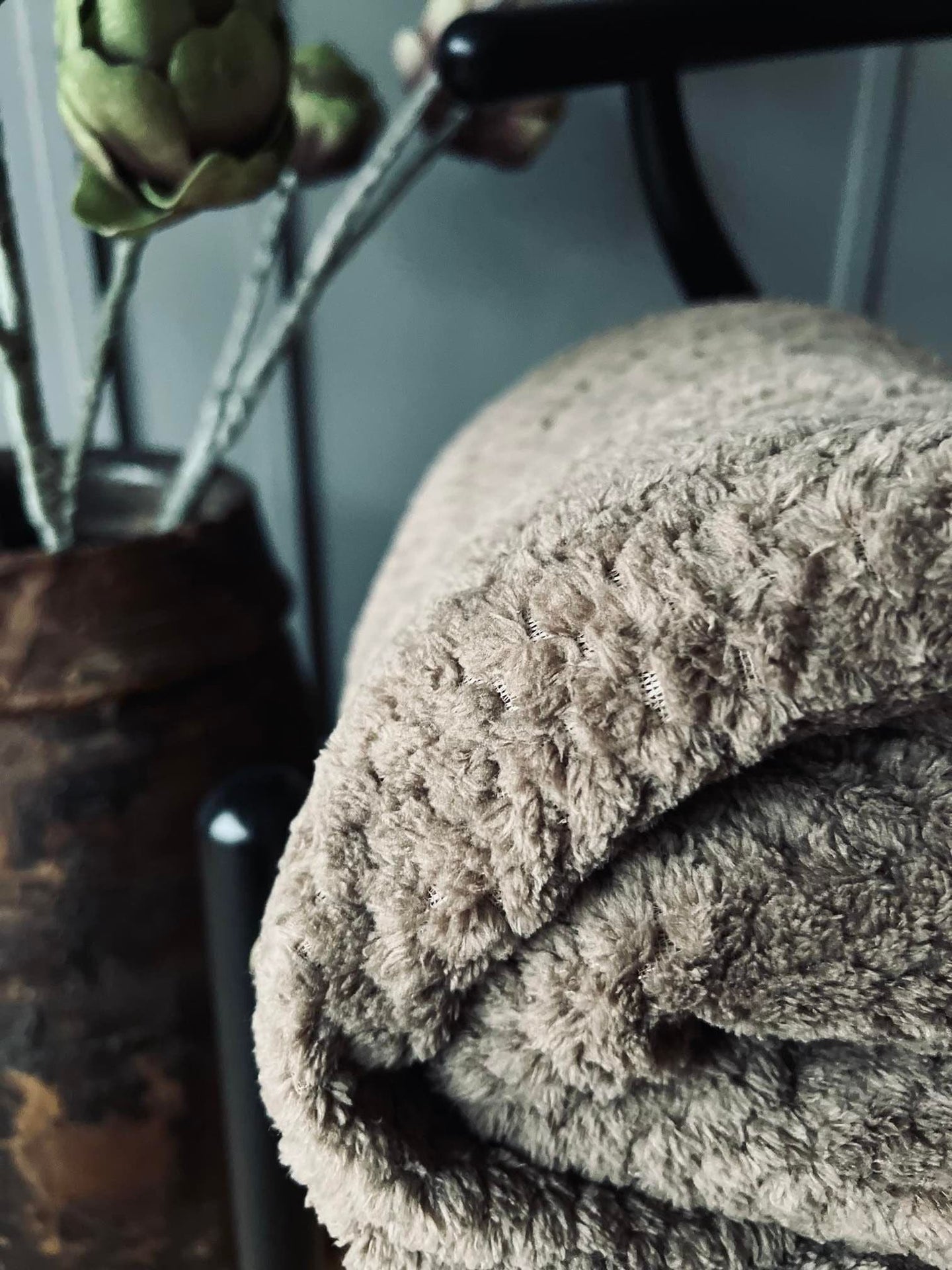 Plaid i Luxus fleece - Taupe - VIAMAJA.DK