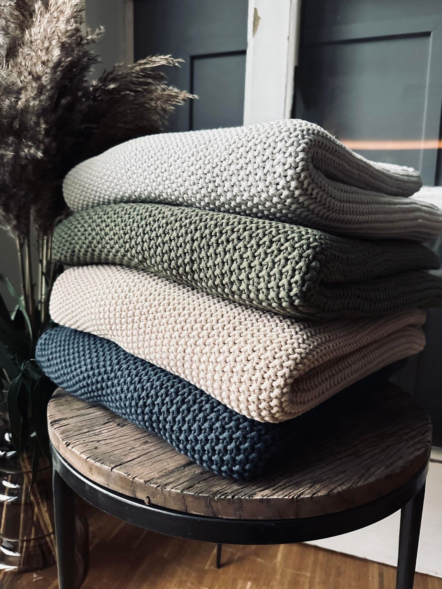 Plaid Perlestrik Beige - VIAMAJA.DK