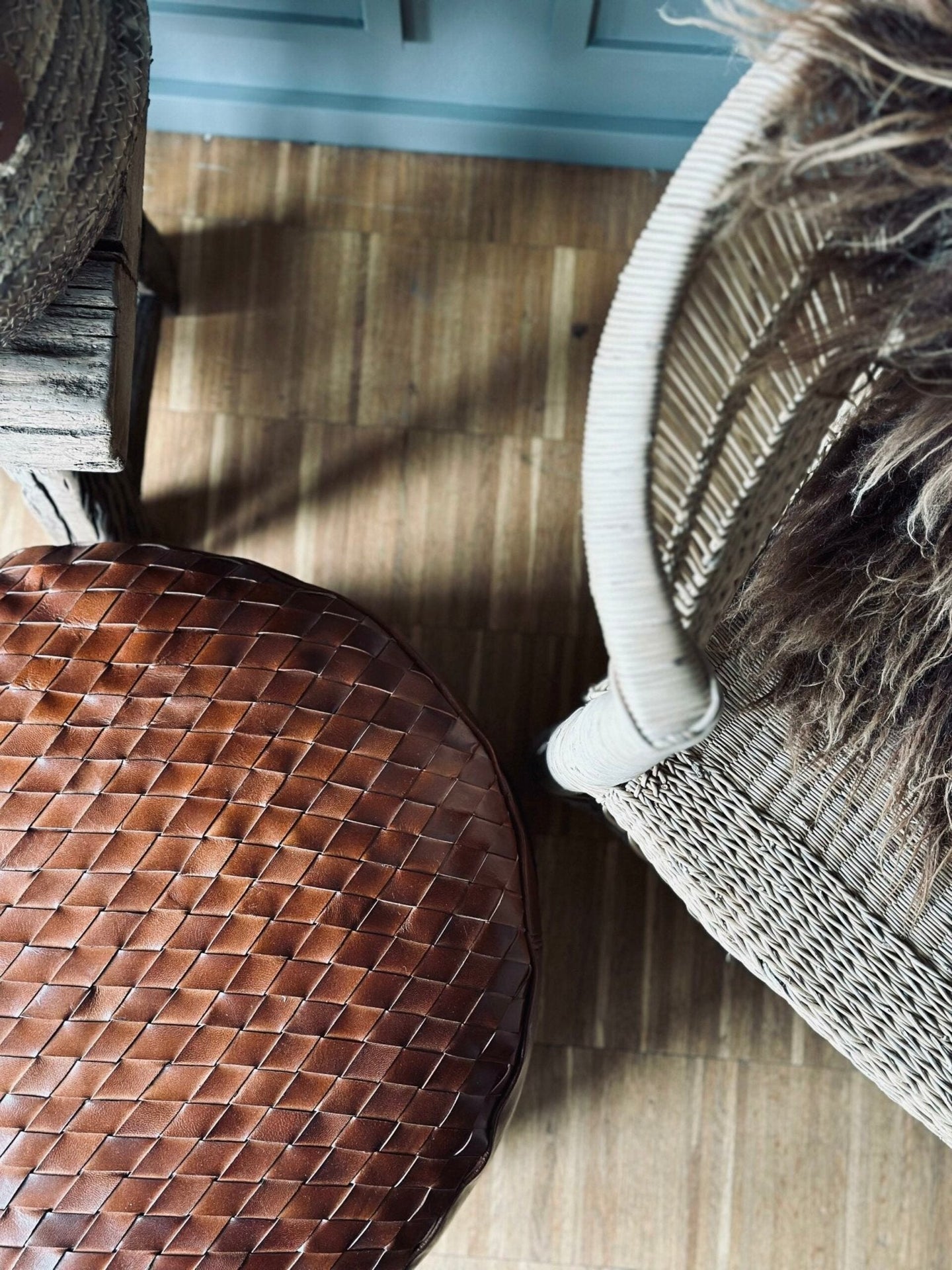 Puff med flet top - Cognac - VIAMAJA.DK