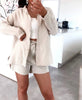 Set mit Hemd und Shorts aus Waffel-Baumwolle – Beige