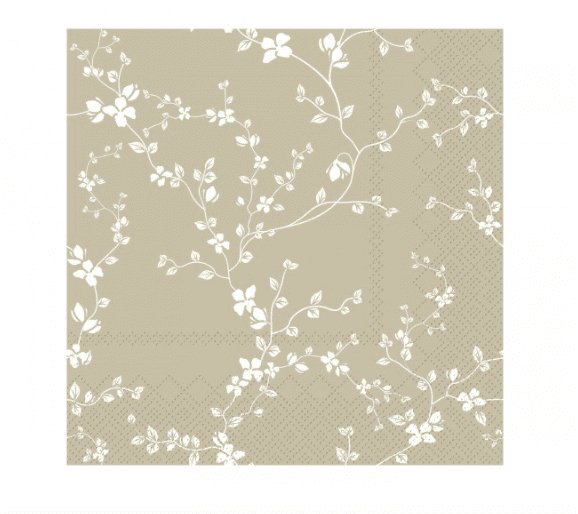 Serviet m. blomster - Lys latte - VIAMAJA.DK