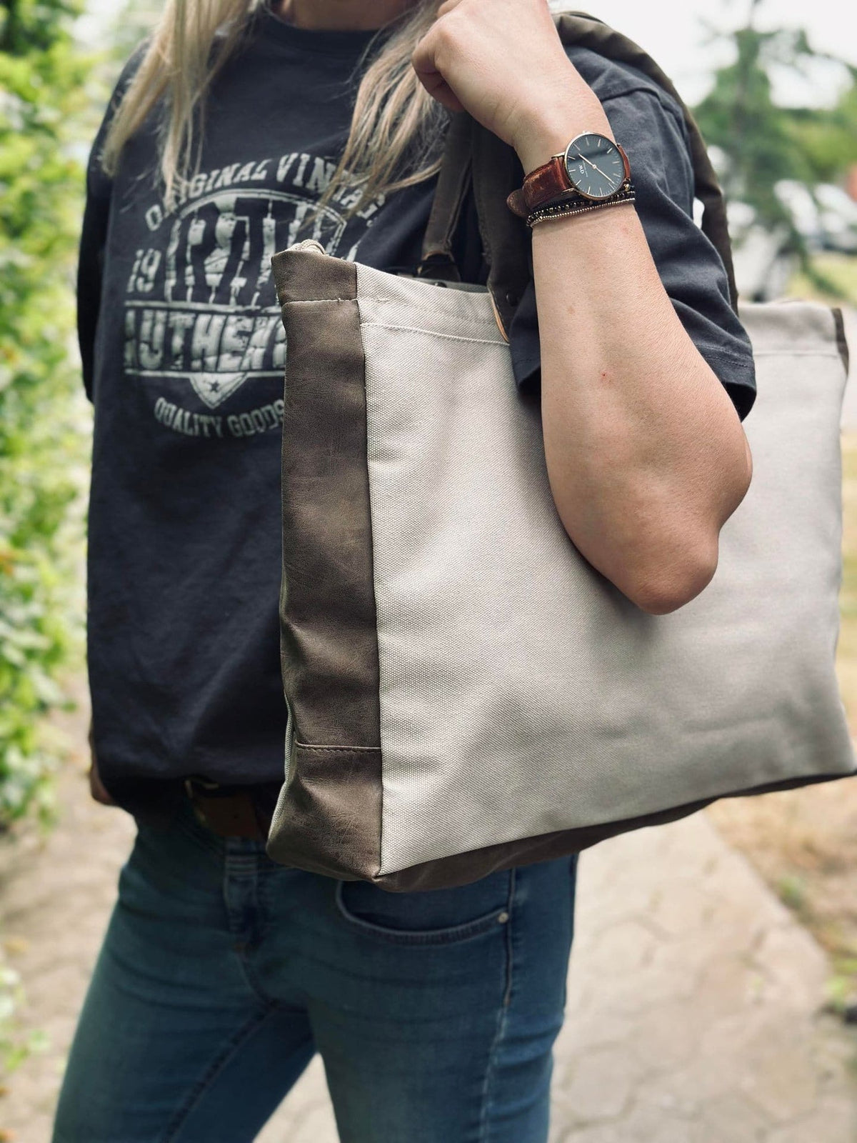 Shopper - Beige kanvas - VIAMAJA.DK