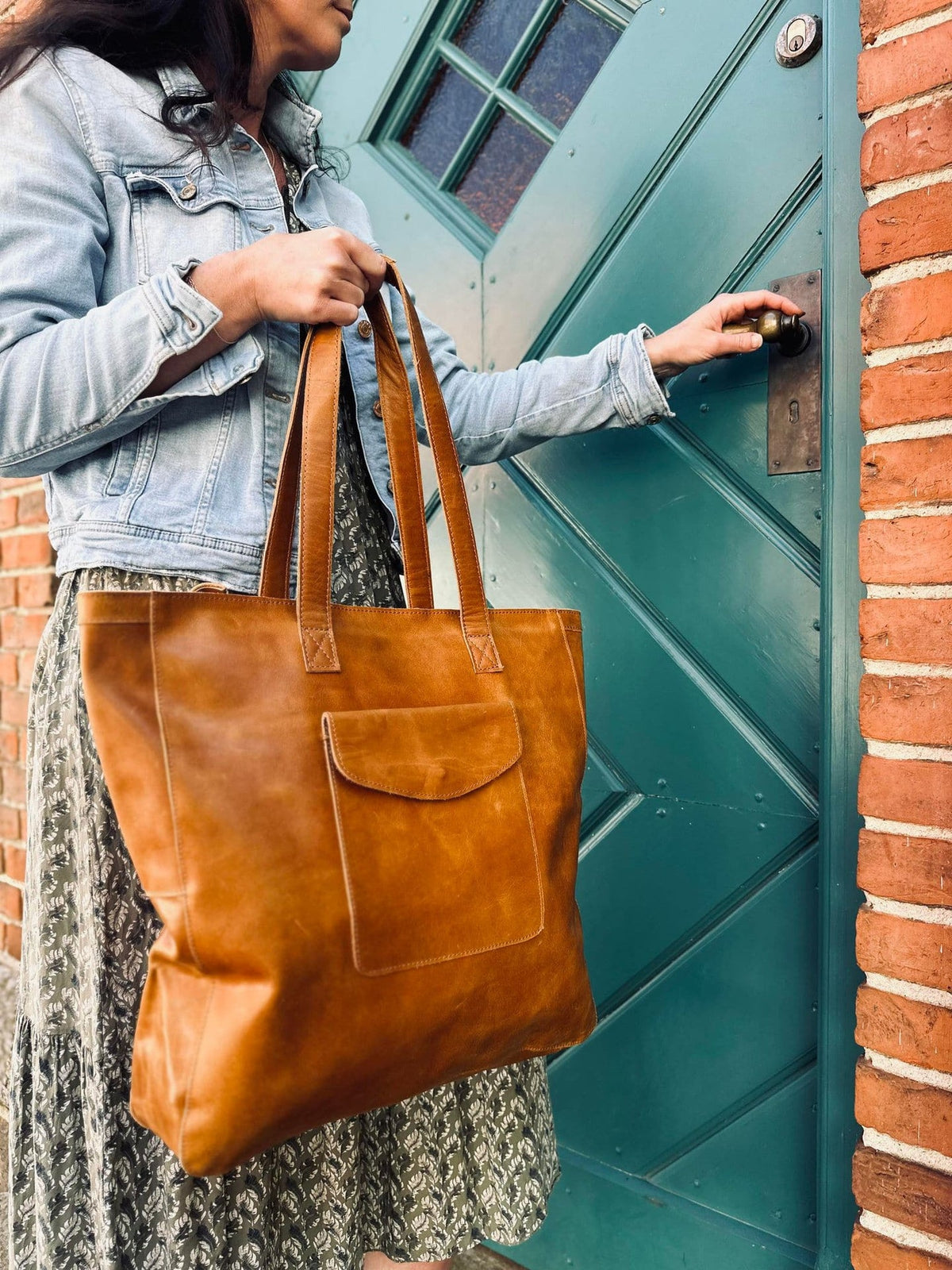 Shopper BIG BUFFALO – Cognac bøffellæder - VIAMAJA.DK