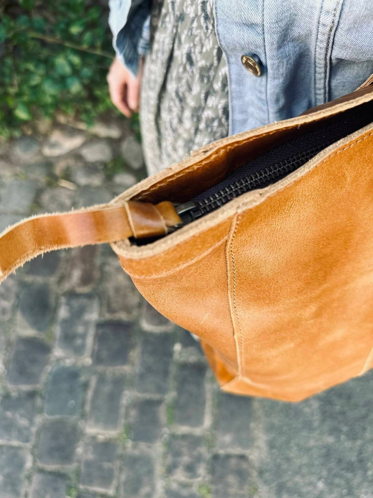 Shopper BIG BUFFALO – Cognac bøffellæder - VIAMAJA.DK