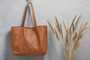 Shopper aus weichem Cognac-Leder