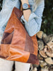 Shopper aus robustem Recycling-Leder - Cognac