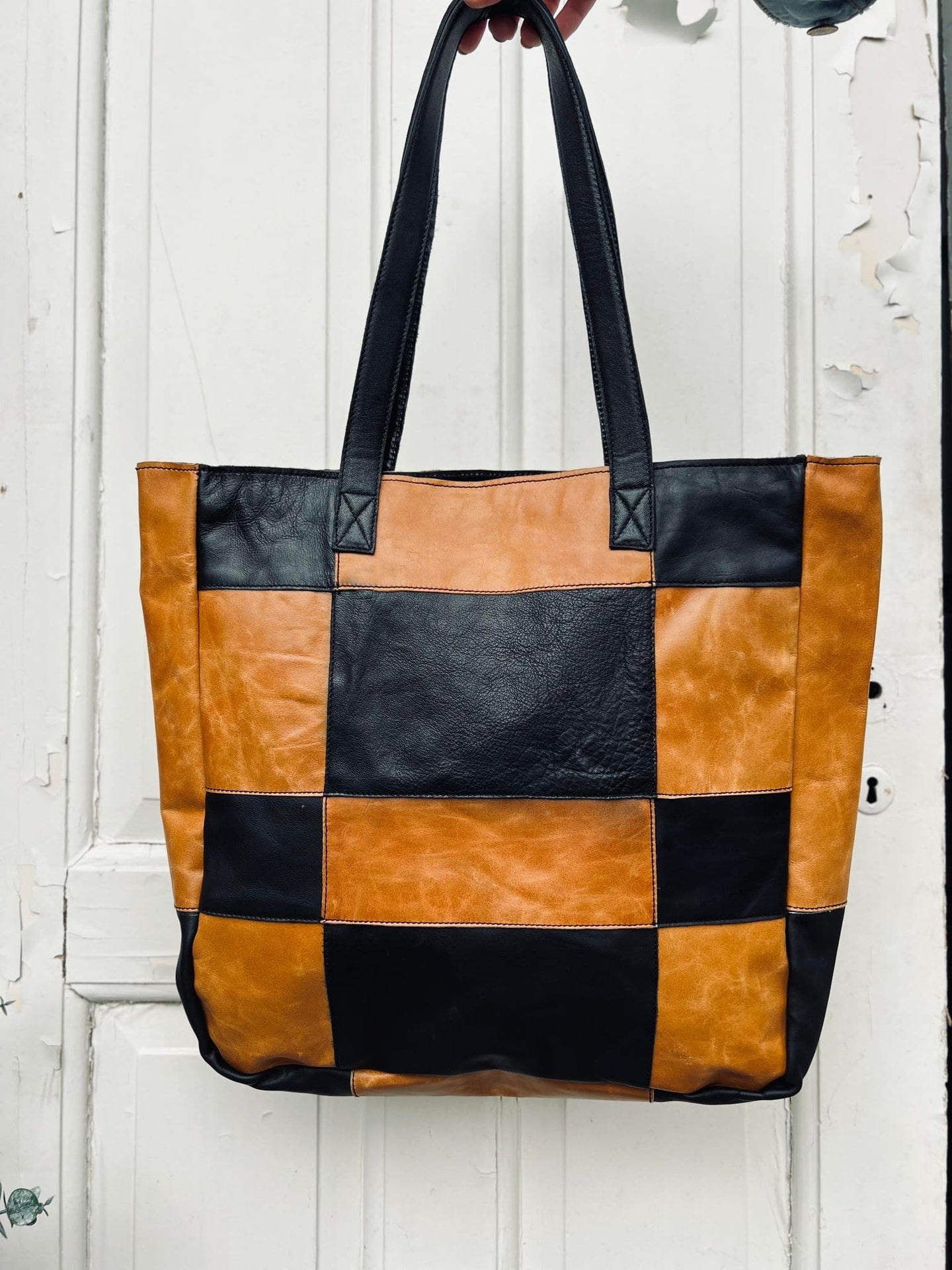 Shopper PATCHWORK - Cognac / Black - VIAMAJA.DK