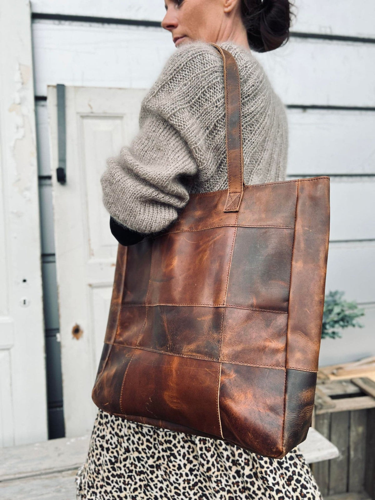 Shopper PATCHWORK - Dark walnut DELUXE - VIAMAJA.DK
