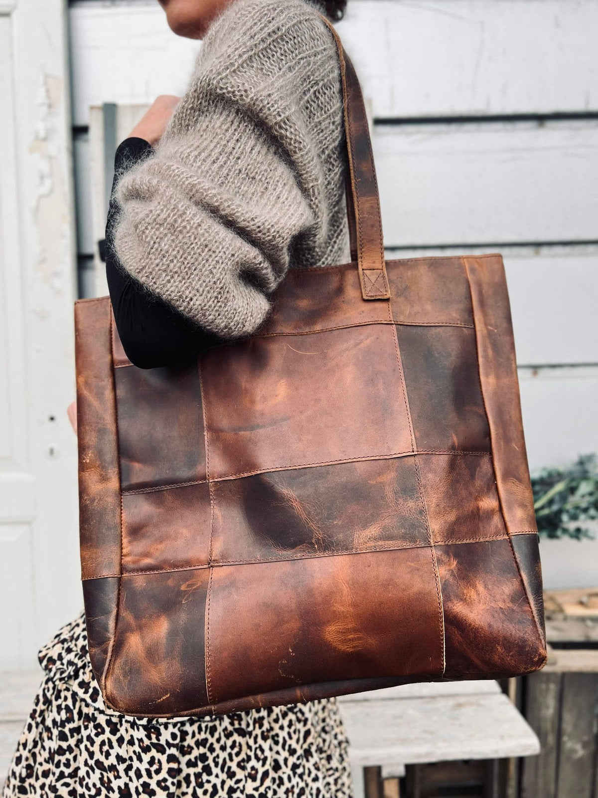 Shopper PATCHWORK - Dark walnut DELUXE - VIAMAJA.DK