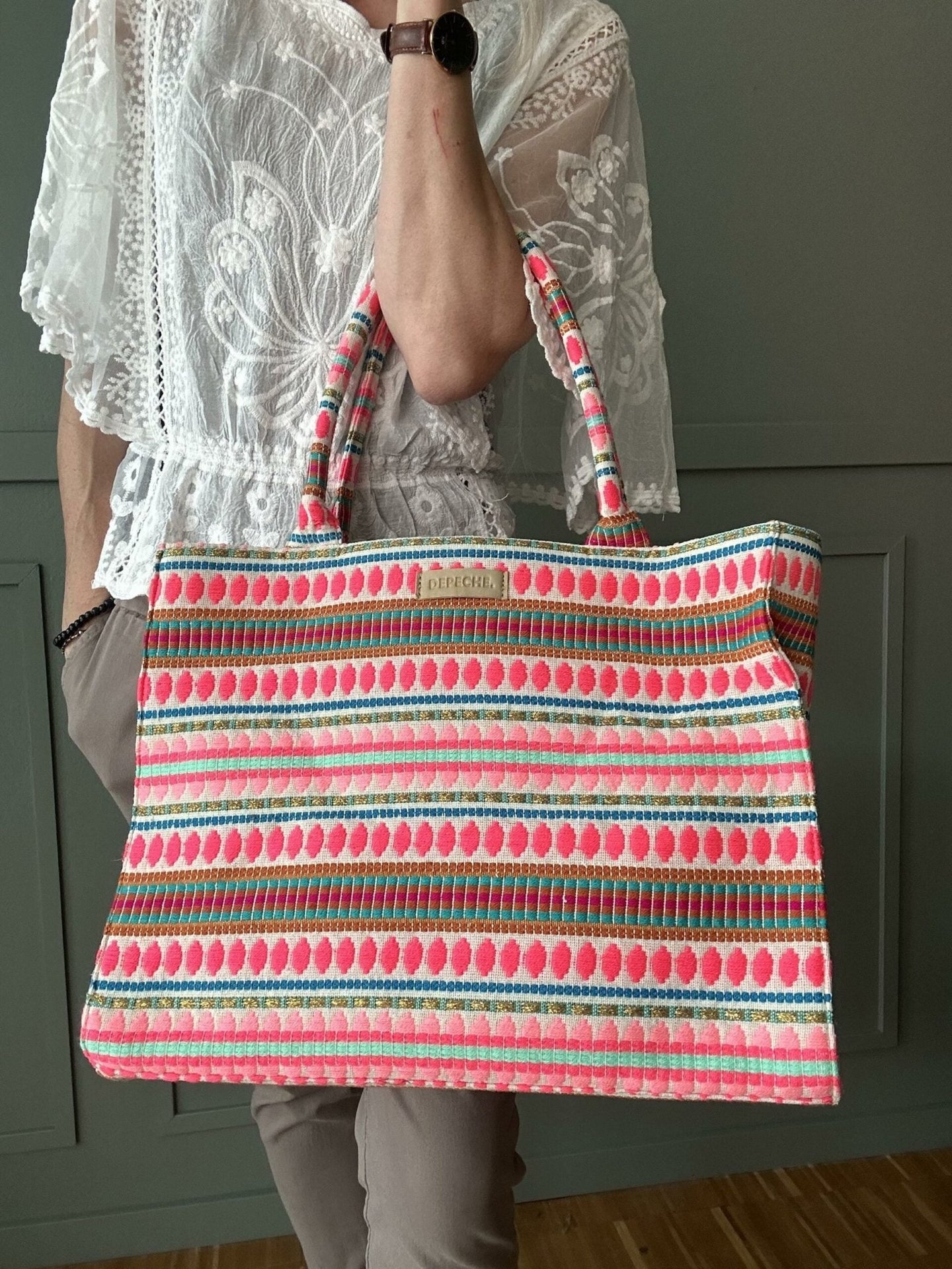 Shopper Summer pink / gold - VIAMAJA.DK