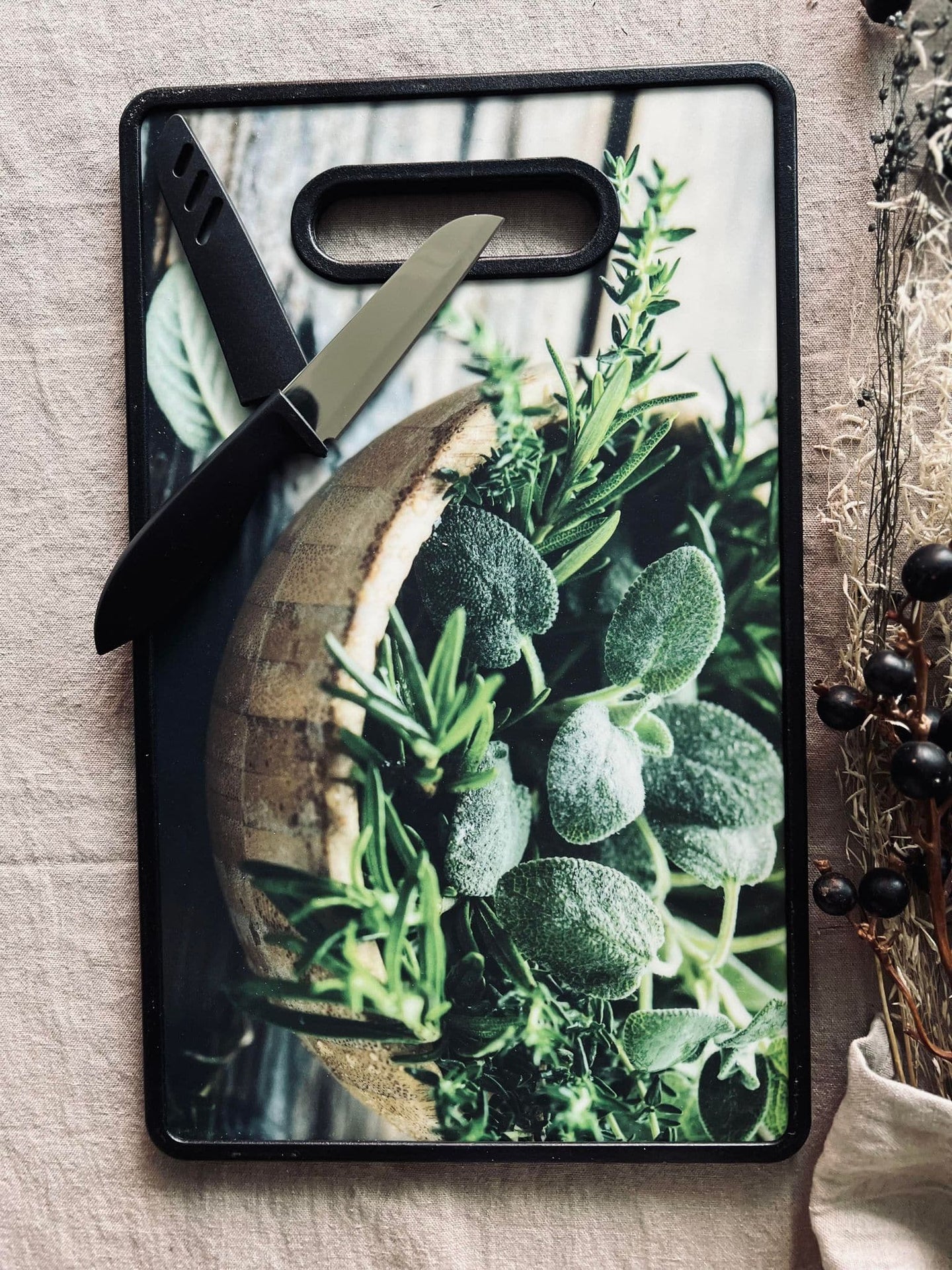 Skærebræt ink kniv - Design skål med urter - VIAMAJA.DK