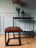 Hocker aus Eisen und Leder