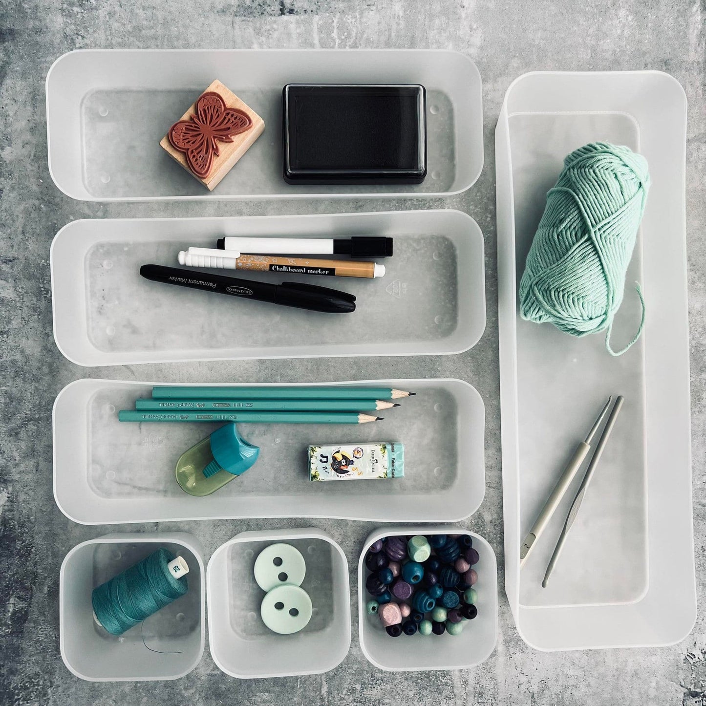 Skuffe organizer - Sæt med 7 kasser - VIAMAJA.DK