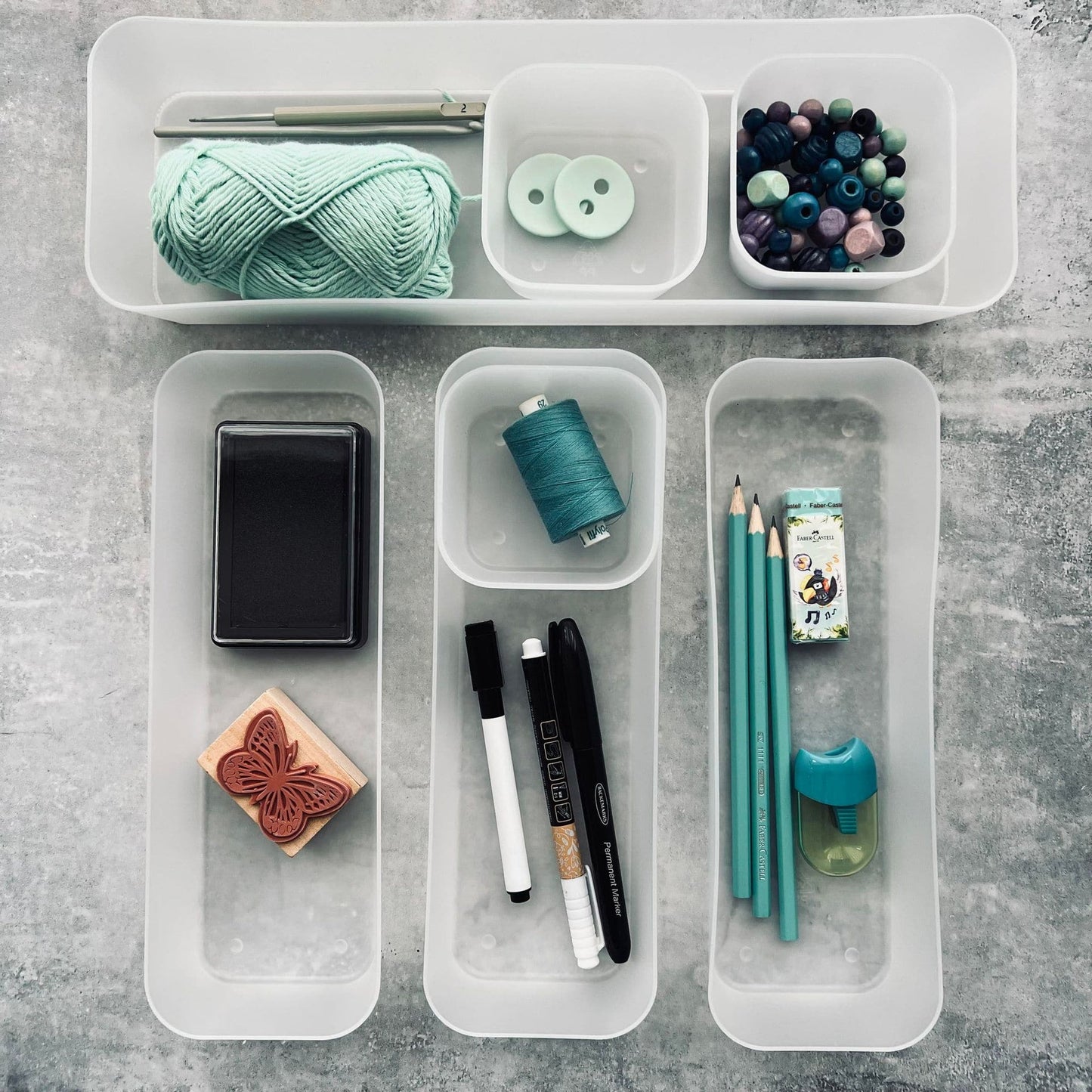 Skuffe organizer - Sæt med 7 kasser - VIAMAJA.DK