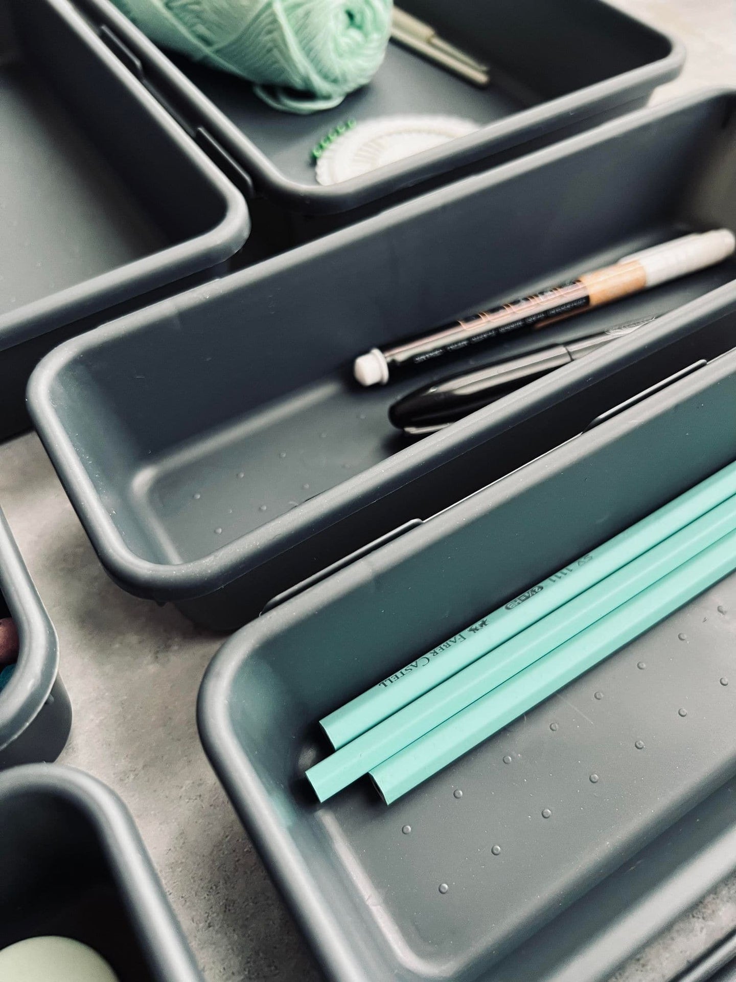 Skuffe organizer - Sæt med 8 kasser - mørk grå - VIAMAJA.DK