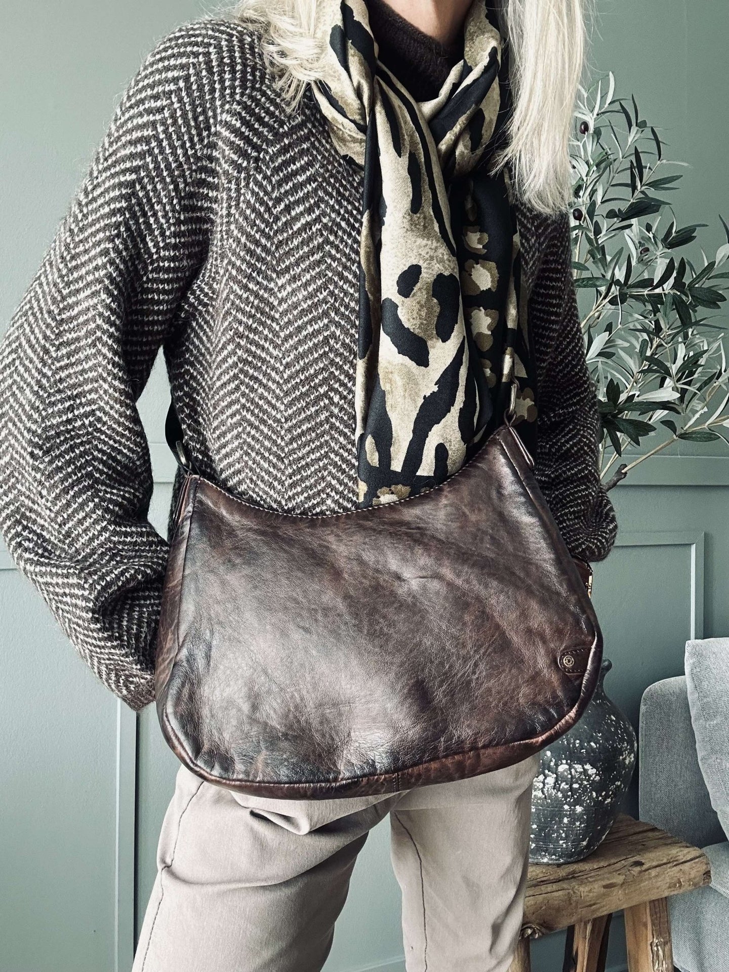 Skuldertaske ELSA – Winter brown - VIAMAJA.DK