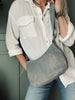 Schultertasche silver grey leather