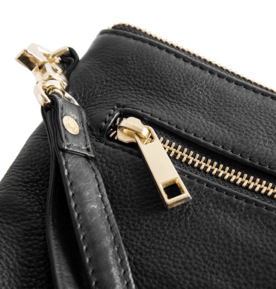 Smuk læder clutch - LADY black / gold - VIAMAJA.DK