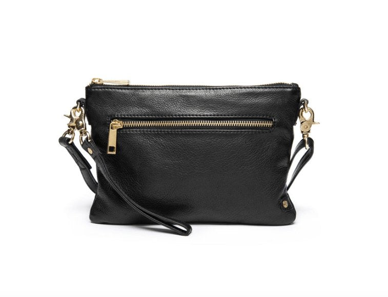 Smuk læder clutch - LADY black / gold - VIAMAJA.DK