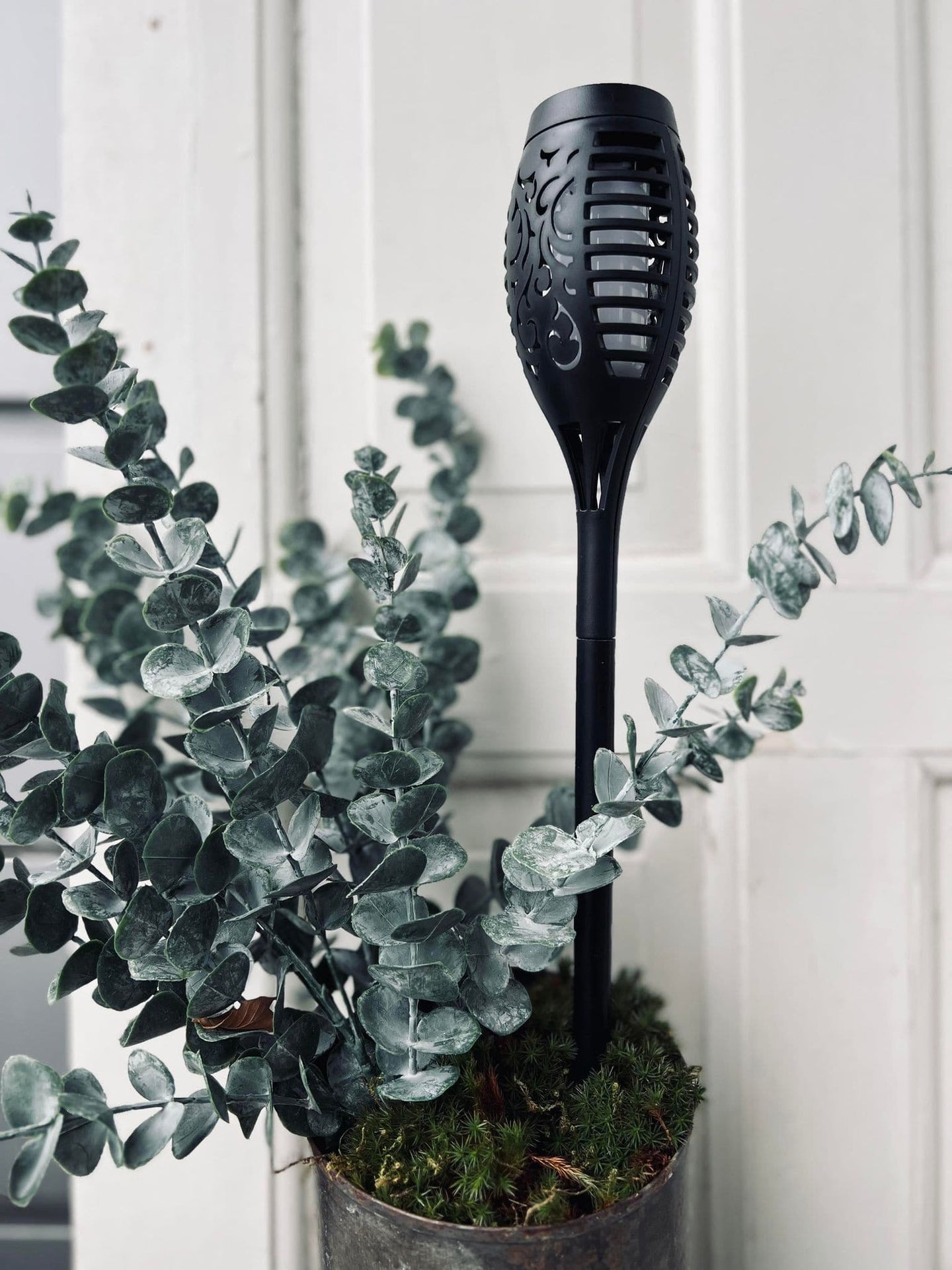 Solcelle fakkel - Sort med mønster H 51cm - VIAMAJA.DK