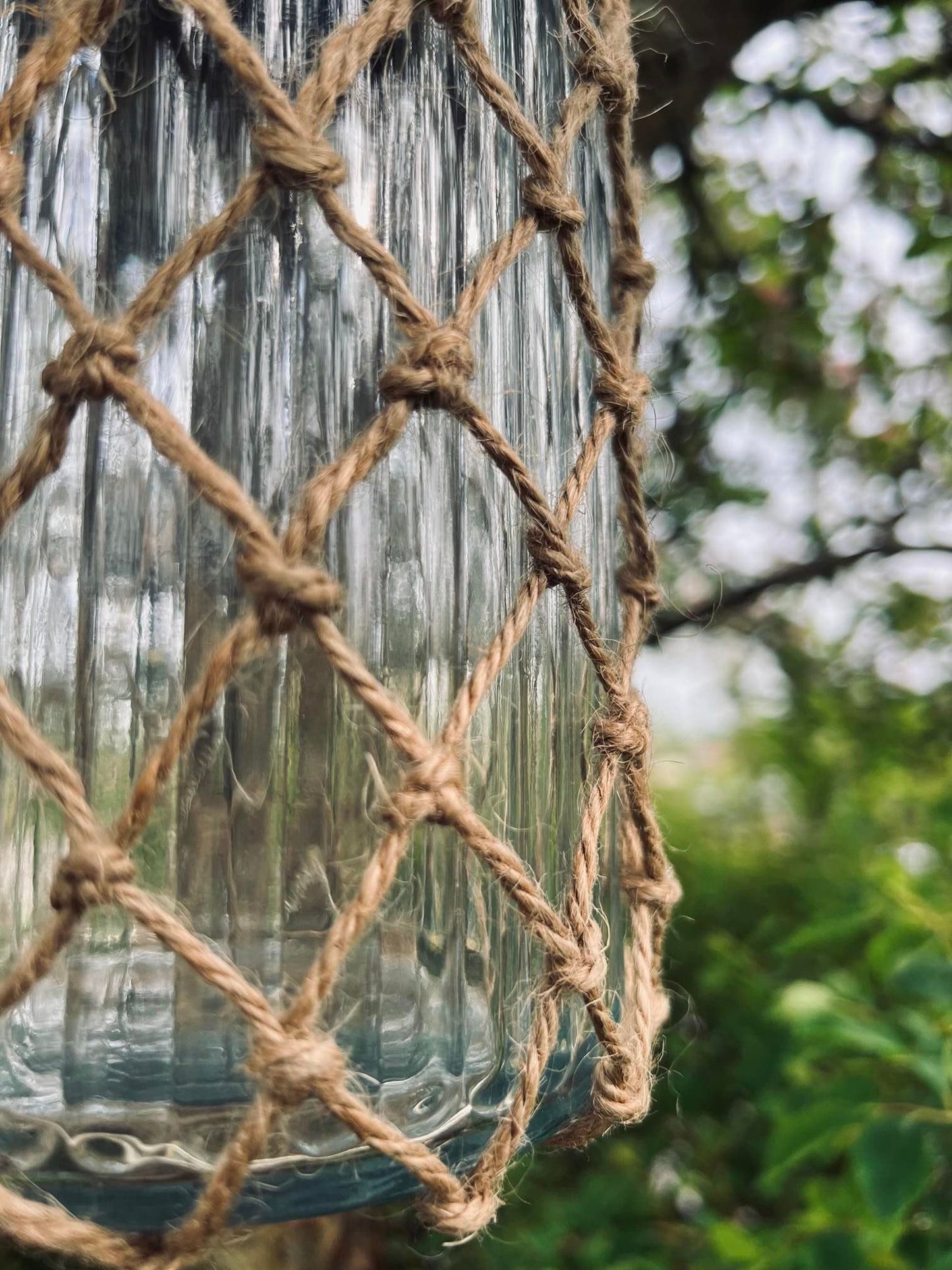 Solcelle lanterne - Glas og jute - VIAMAJA
