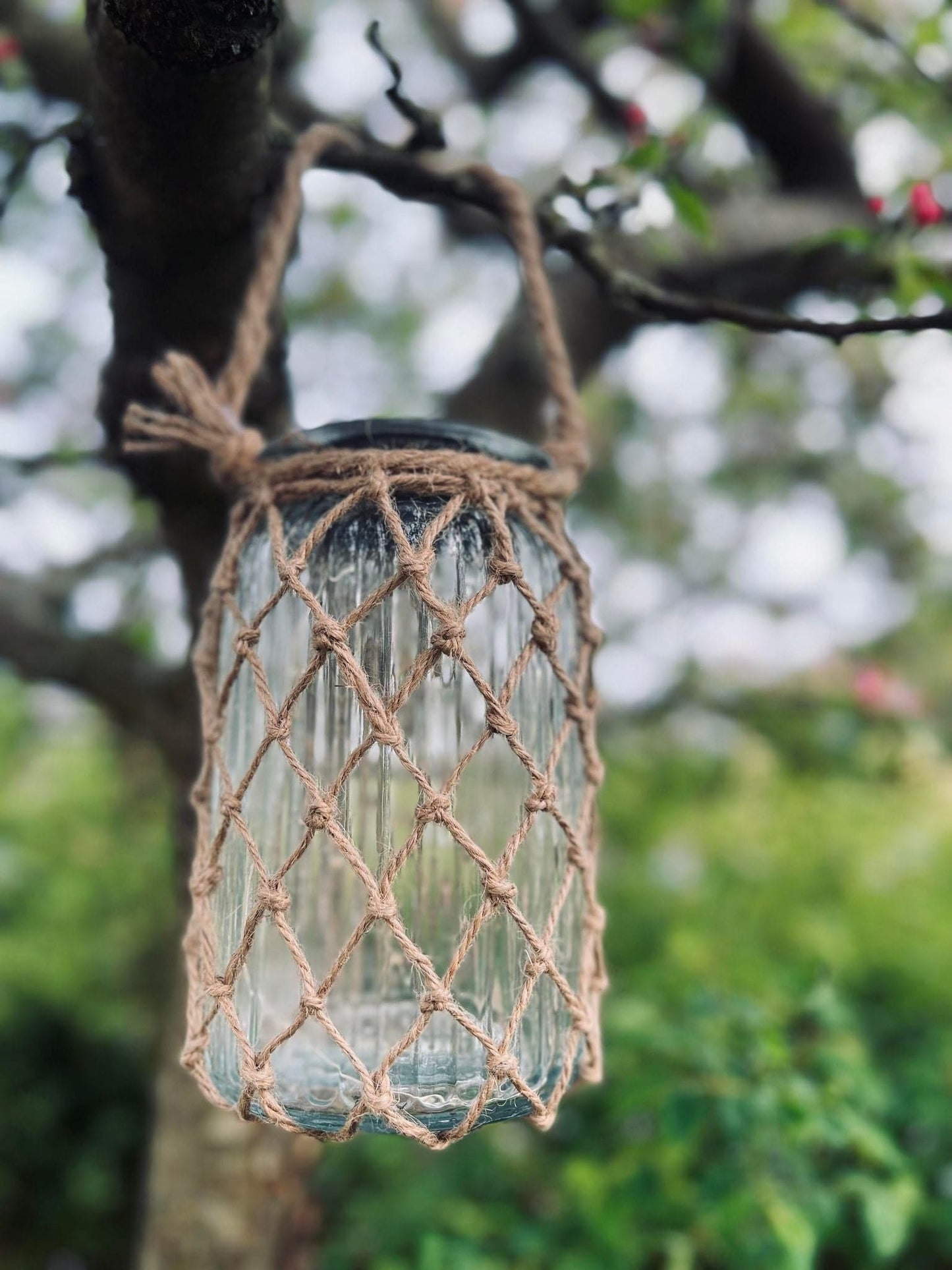 Solcelle lanterne - Glas og jute - VIAMAJA