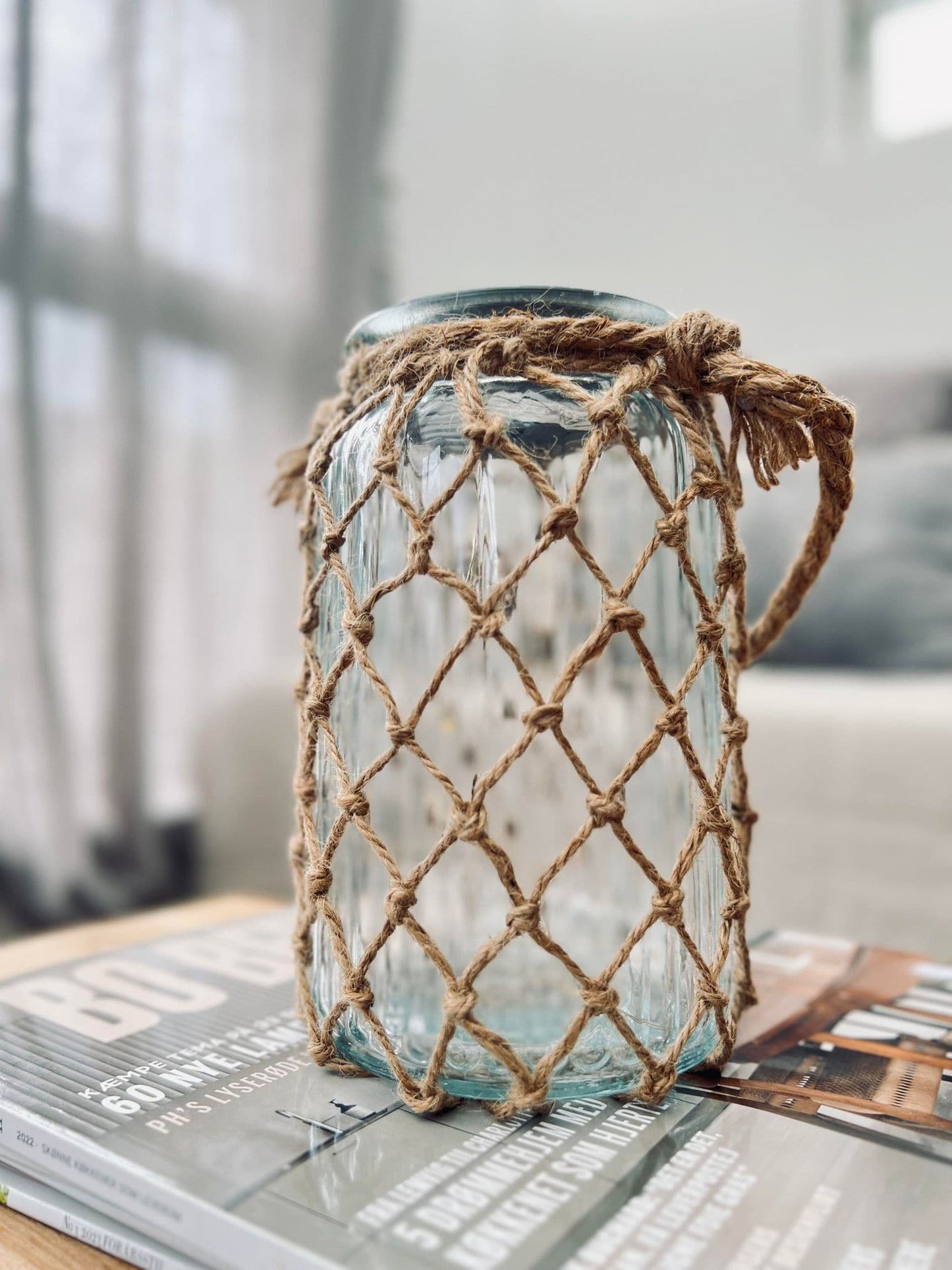 Solcelle lanterne - Glas og jute - VIAMAJA