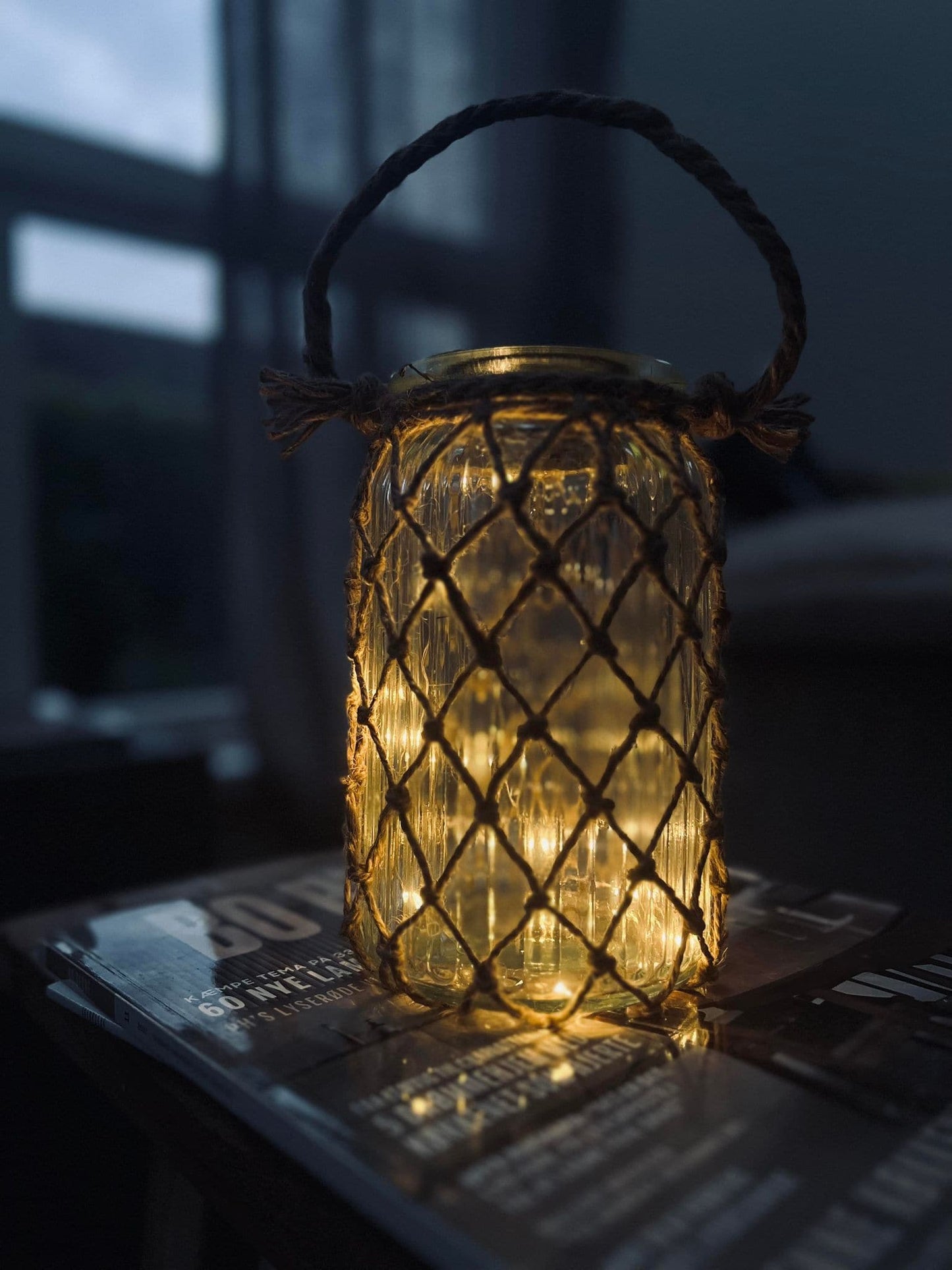 Solcelle lanterne - Glas og jute - VIAMAJA