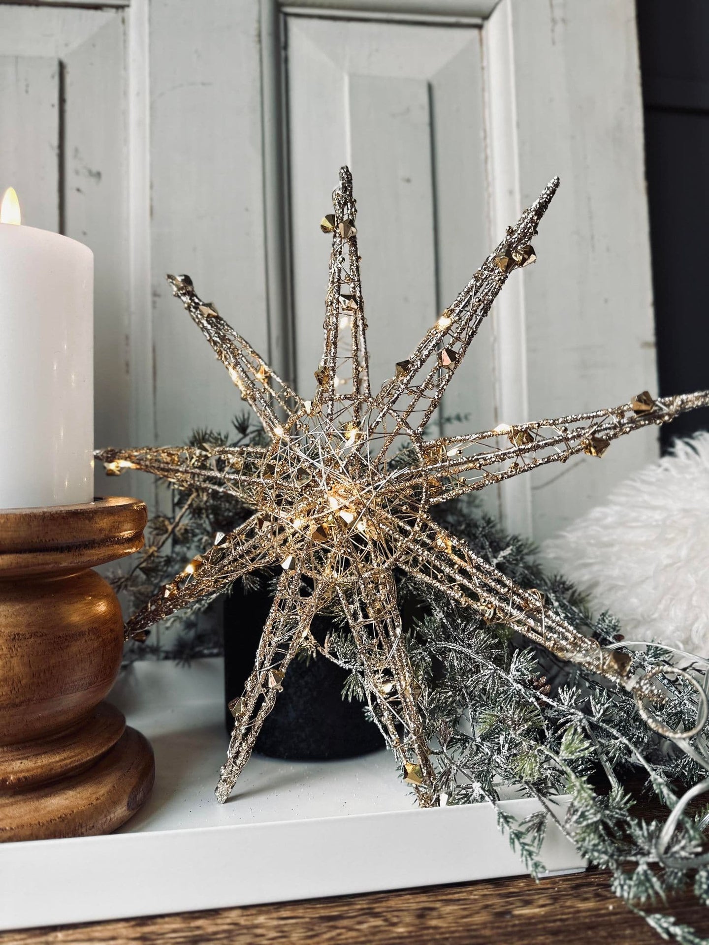 Stjerne med LED lys 30cm - VIAMAJA.DK